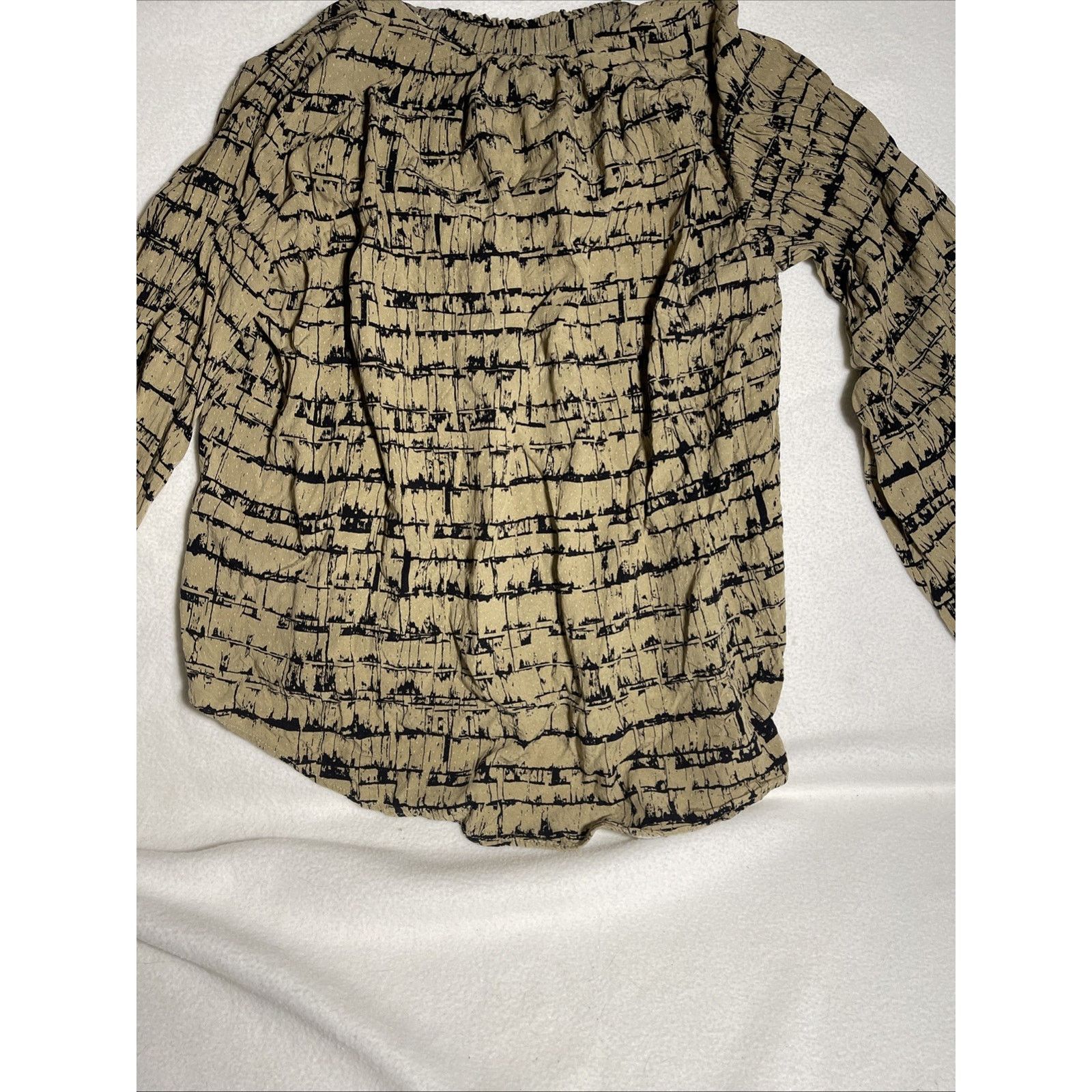 Anthropologie Maeve Anthropologie Tan Black Printed Blouse Top Size Small Size S / US 4 / IT 40 - 4 Thumbnail