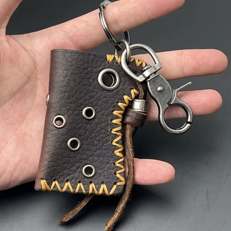 Vintage Genuine Leather Brass Jeans Carabiner keychain Size ONE SIZE - 3 Thumbnail