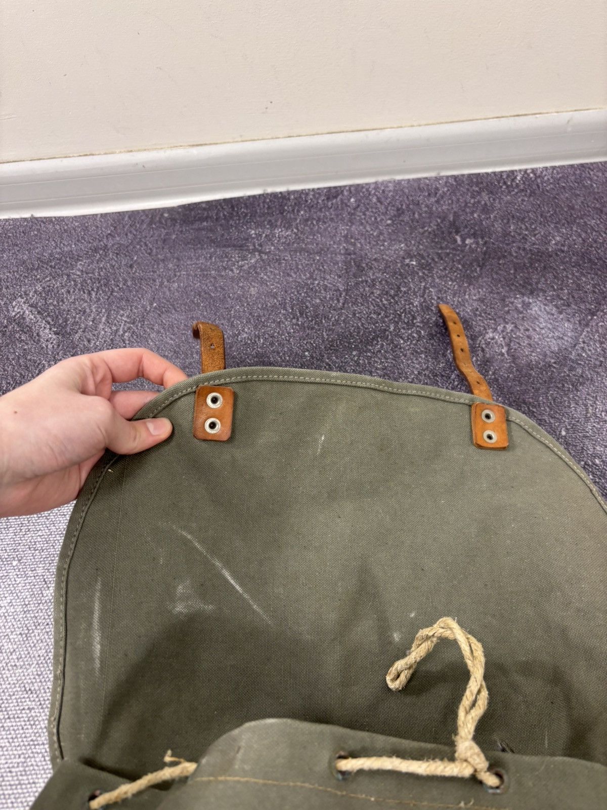 Other Vintage Swedish Army M39 Backpack Canvas Leather Metal Frame Size ONE SIZE - 10 Thumbnail