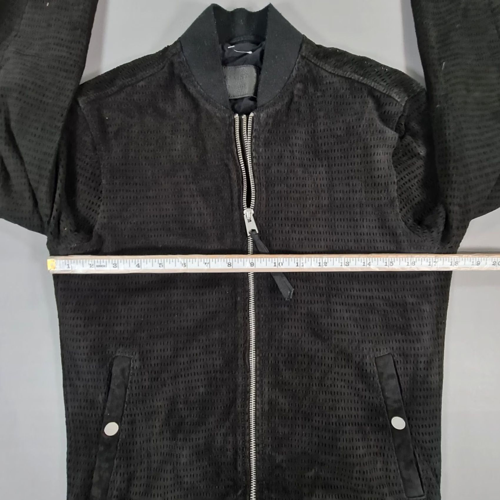 Allsaints AllSaints Mens Jacket Bomber Black XS Suede Goat Skin Perring Full Zip Size US XS / EU 42 / 0 - 5 Thumbnail
