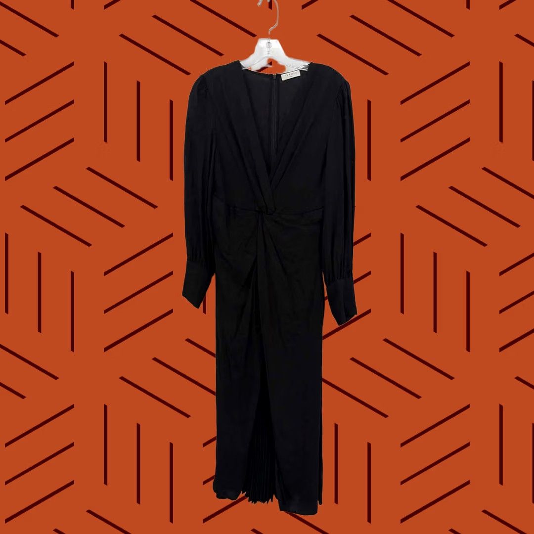 Sandro Sandro Black Knee Length Long Sleeve Dress Size 40 Regular Size S / US 4 / IT 40 - 1 Thumbnail
