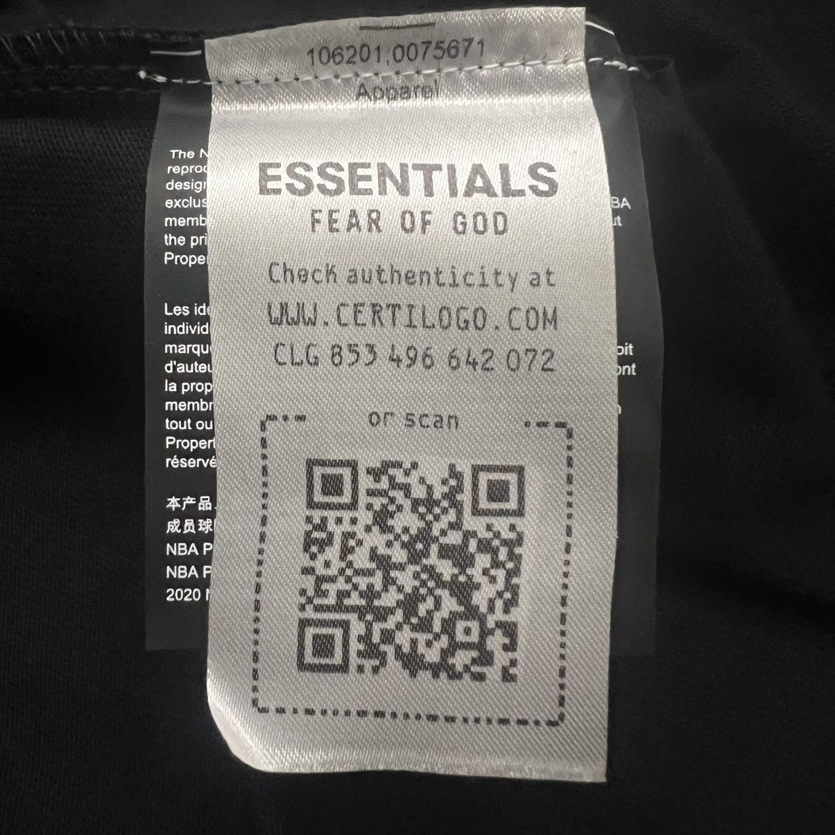Essentials × NBA Fear of God Essentials NBA Tee Size US L / EU 52-54 / 3 - 9 Thumbnail