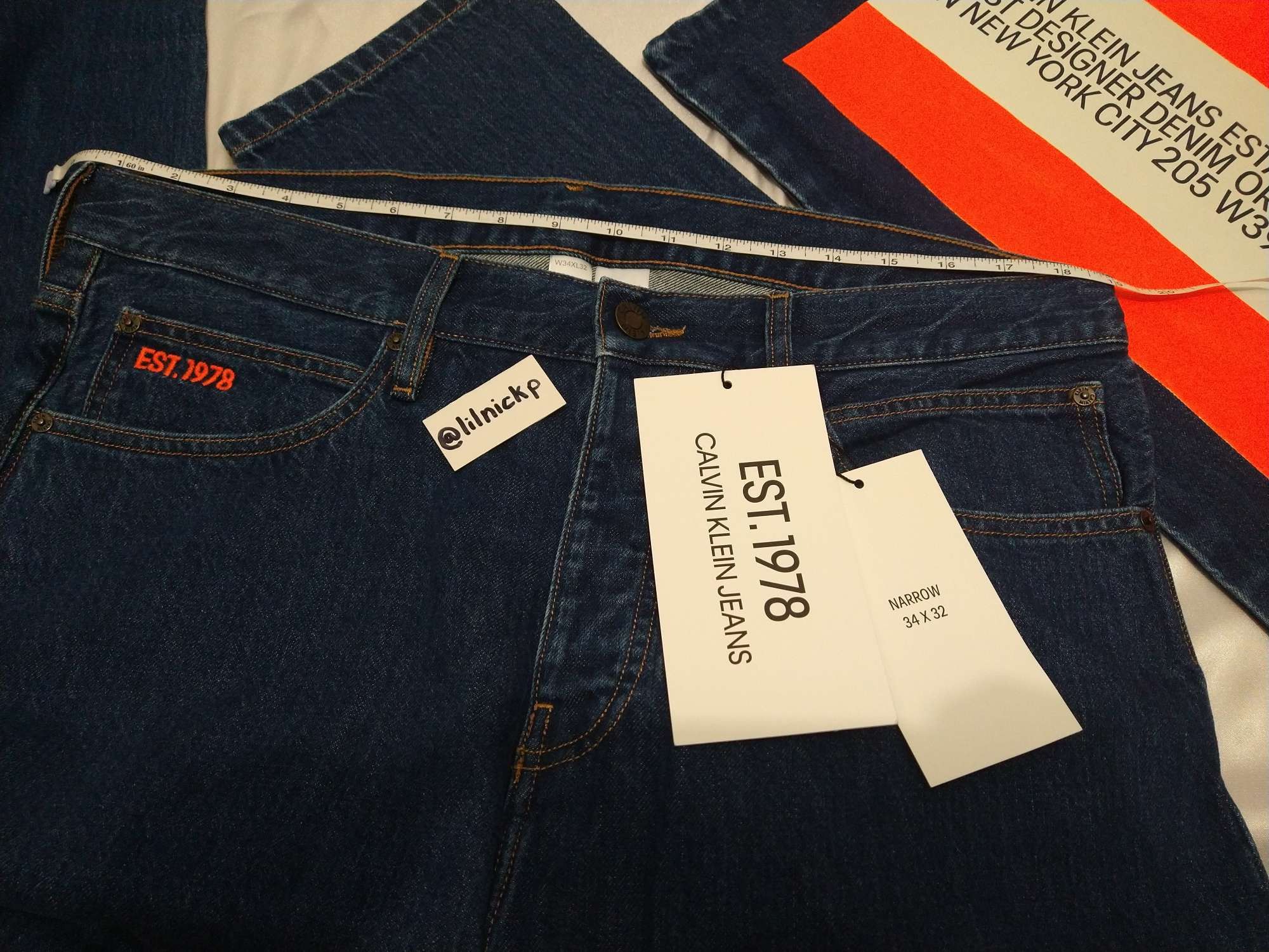 Calvin Klein 205W39NYC EST. 1978 Narrow Leg Apollo Blue Jeans Size US 34 / EU 50 - 4 Thumbnail