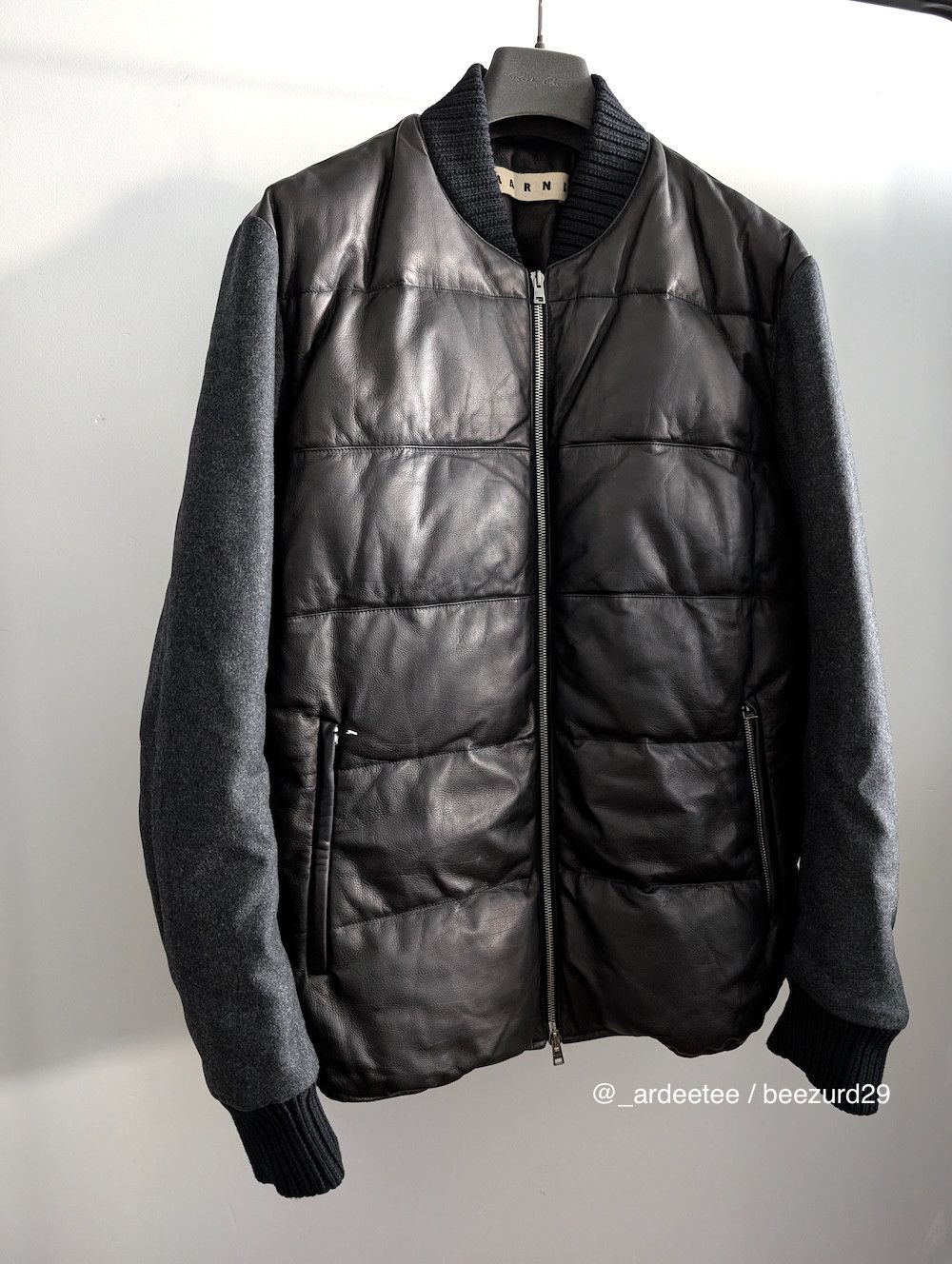 Marni *NEW* $4K LEATHER DOWN CASHMERE BOMBER JACKET Size US M / EU 48-50 / 2 - 3 Thumbnail