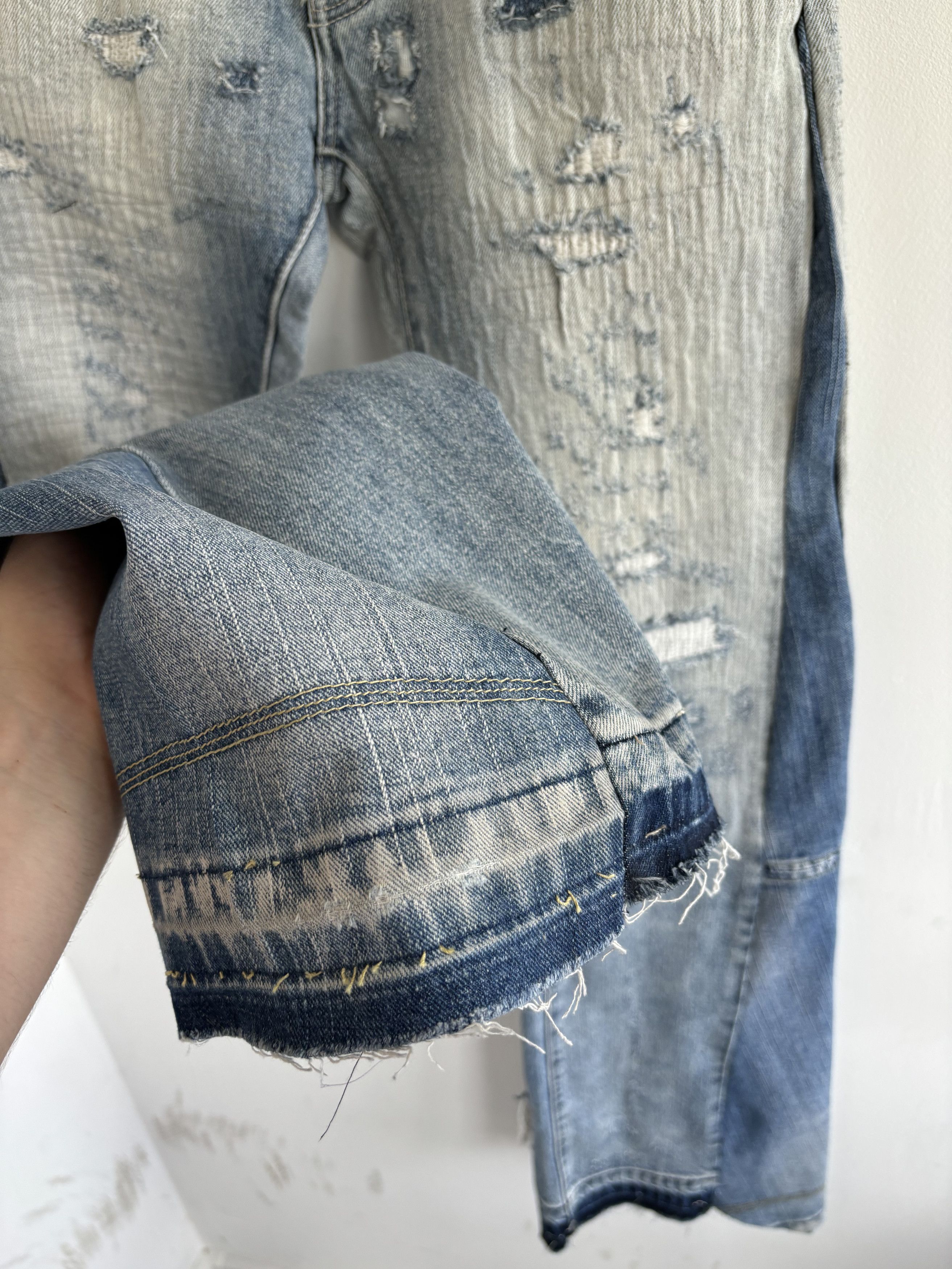 Other Custom Made Flared Distressed Boro Washed Jeans Size US 31 - 6 Thumbnail