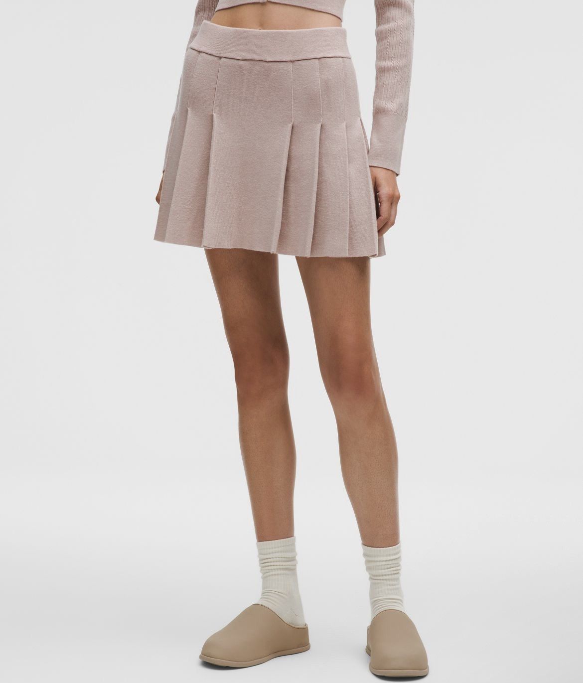 Lululemon Lululemon Ribbed Merino Wool Pleated Skirt Heathered Mink Size 31" - 2 Thumbnail