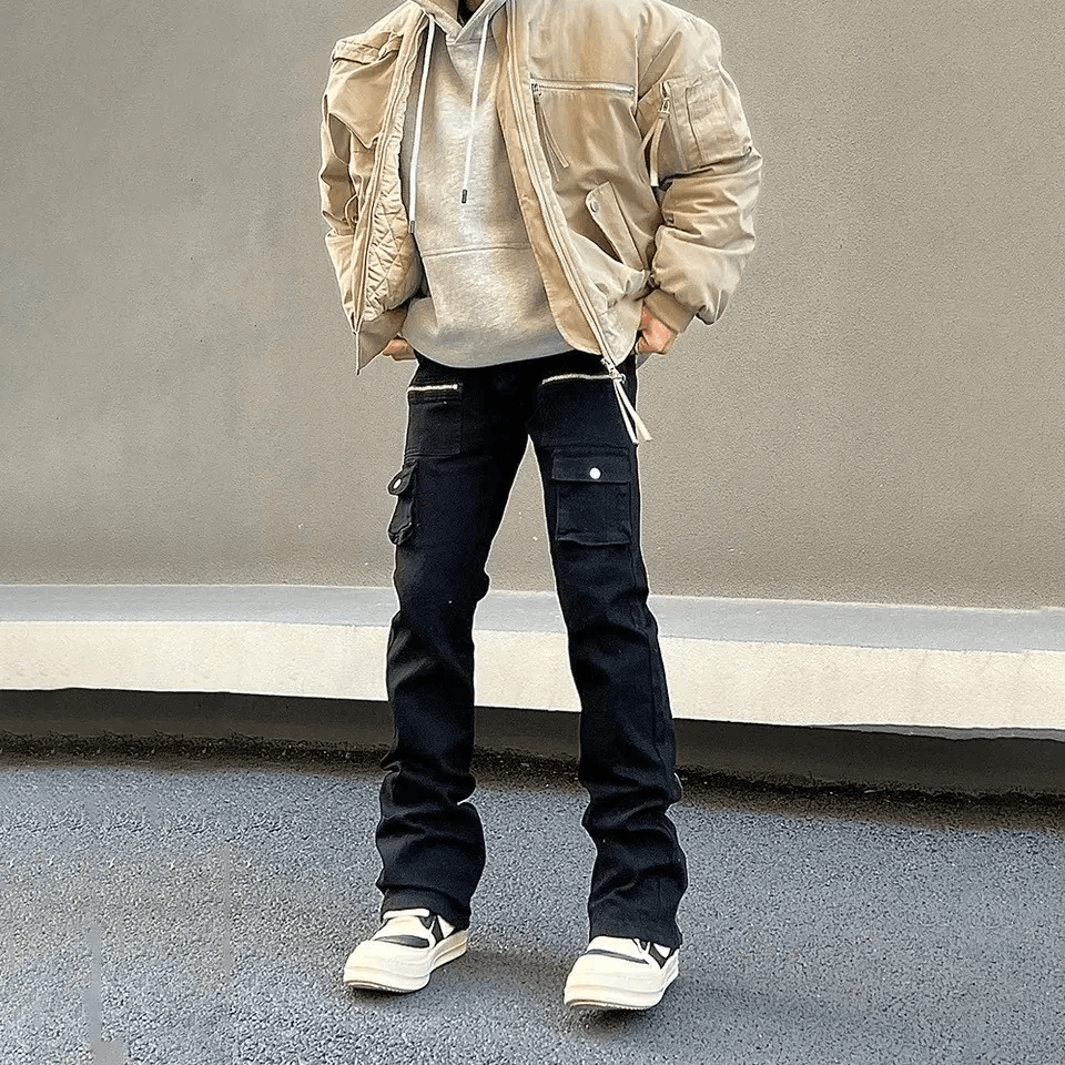 Japanese Brand × Jean Straight Boot Cut Flared Pocket Cargo Jeans Size US 34 / EU 50 - 1 Thumbnail