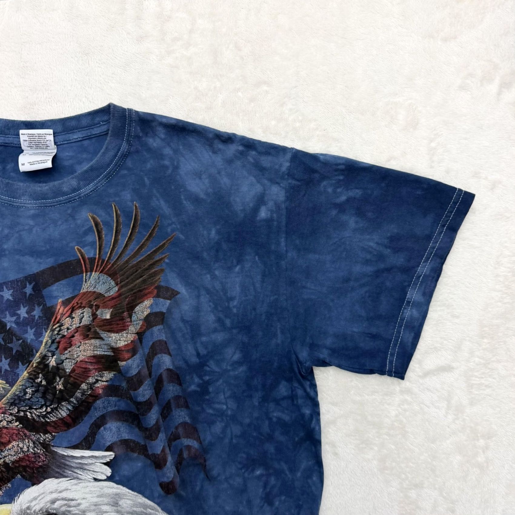 Gildan Gildan Mountain Shirt Mens Medium Blue Eagle American Flag Tie Dye Patriotic USA Crew Neck Short Sleeve Graphic Print Size US M / EU 48-50 / 2 - 4 Thumbnail