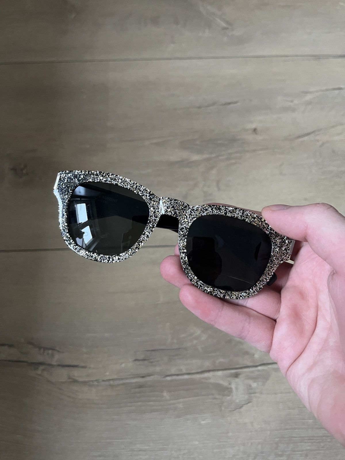 Saint Laurent★素敵！Silver Glitter Acetate Sunglasses Saint Laurent Paris FW15 Silver glitter Bold 2 sunglasses