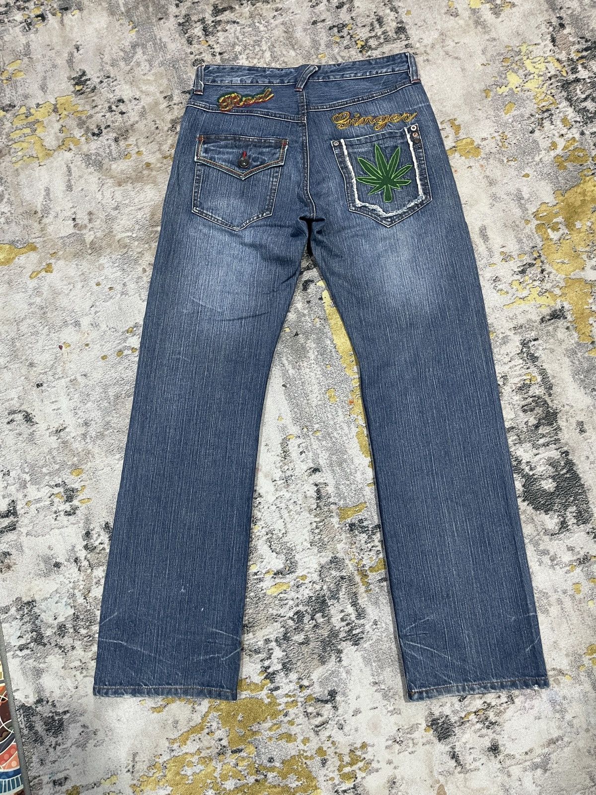 Japanese Brand Vintage Red Ginger Flare Denim Jeans ! Rare Design Size US 32 / EU 48 - 4 Thumbnail