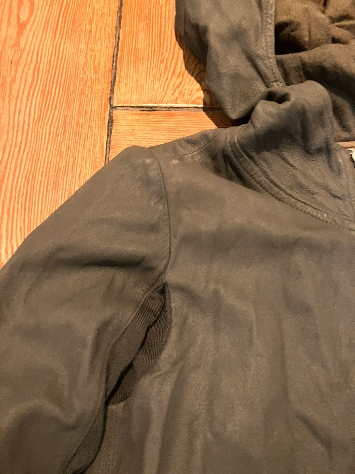 Rick Owens Dust leather Olmar+Mirta hoodie jacket Size US XS / EU 42 / 0 - 7 Thumbnail