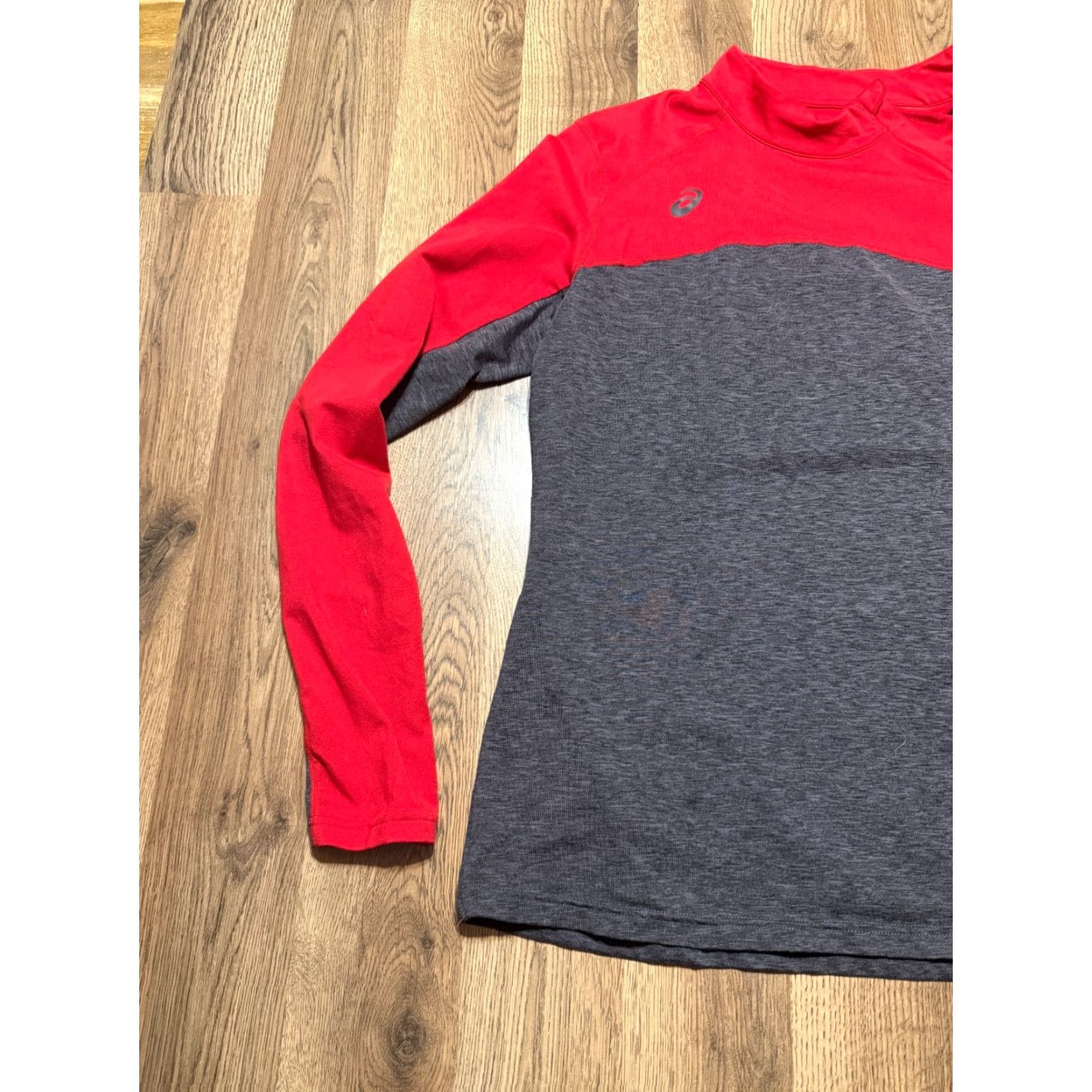 Asics ASICS Shirt Women's Large, Red Gray, Long Sleeve, Athletic Wear, Asicsmotiondry, Regular, T-Shirt, Modern, Basic, Fall Spring Summer, Mens/Womens? Size L / US 10 / IT 46 - 3 Thumbnail
