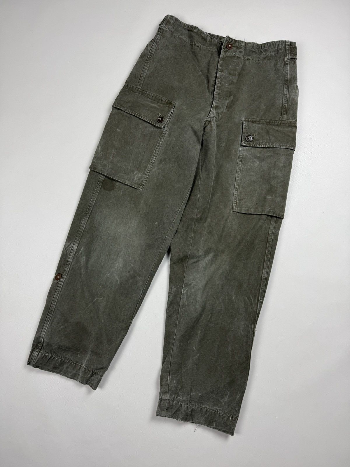 Vintage 950s Belgian Army A.M. Seynaeve Cargo Trousers Pants Size US 30 / EU 46 - 4 Thumbnail