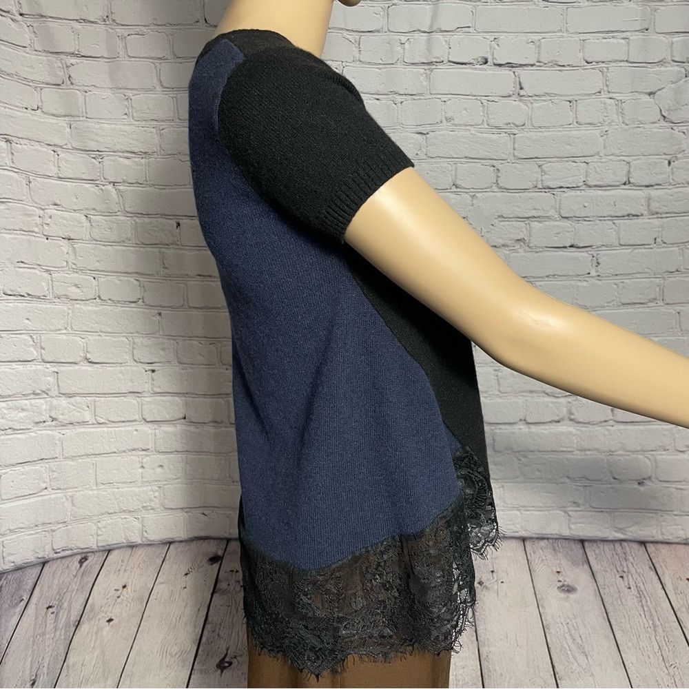 Other NWT New Aqua Cashmere Two Tone Tee Short Sleeve Black Navy Size XS / US 0-2 / IT 36-38 - 4 Thumbnail