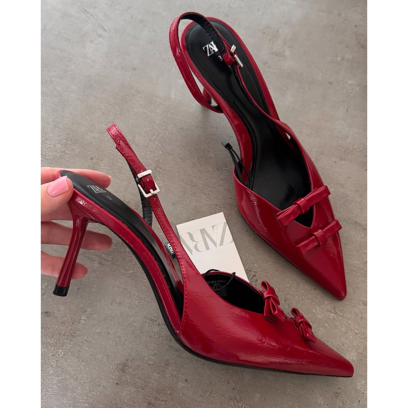 Zara Zara Red Bow Slingback Heels Pointed Toe NWT Size US 9 / IT 39 - 12 Thumbnail