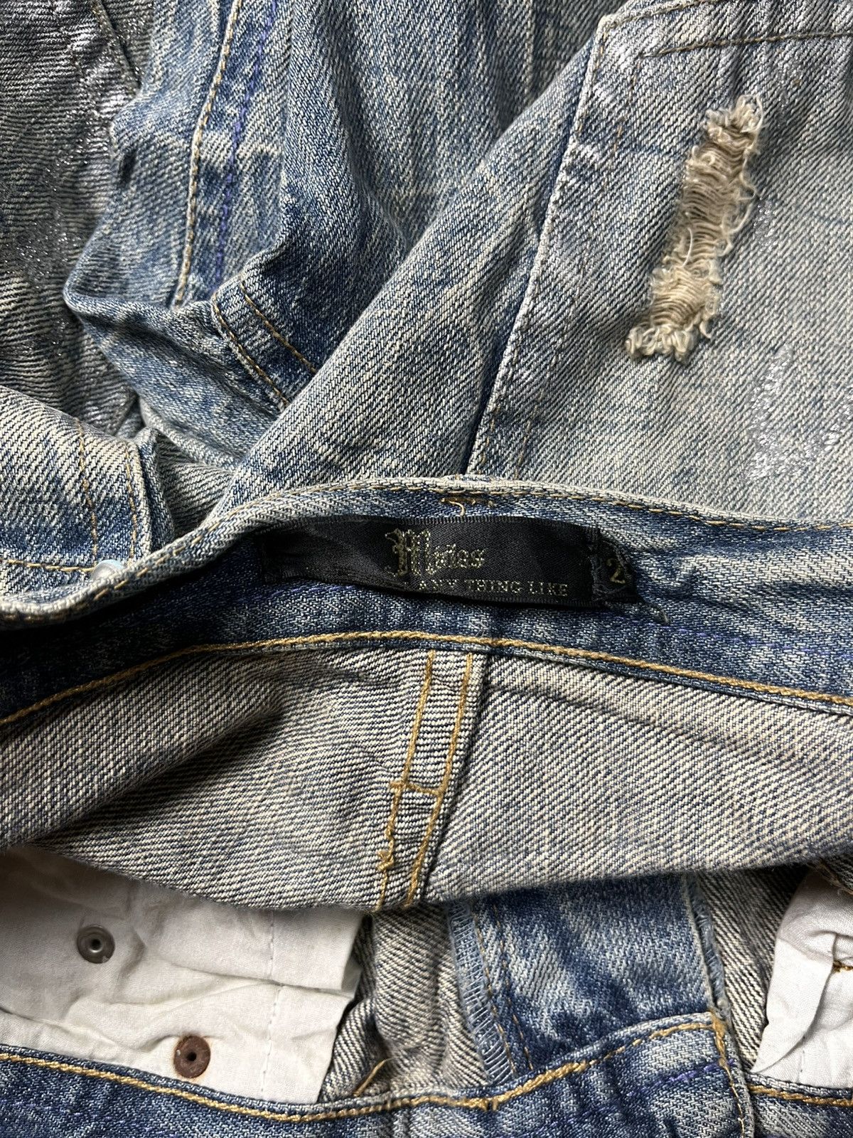 Japanese Brand Midas Distressed Super Flare Jeans Size US 30 / EU 46 - 8 Thumbnail