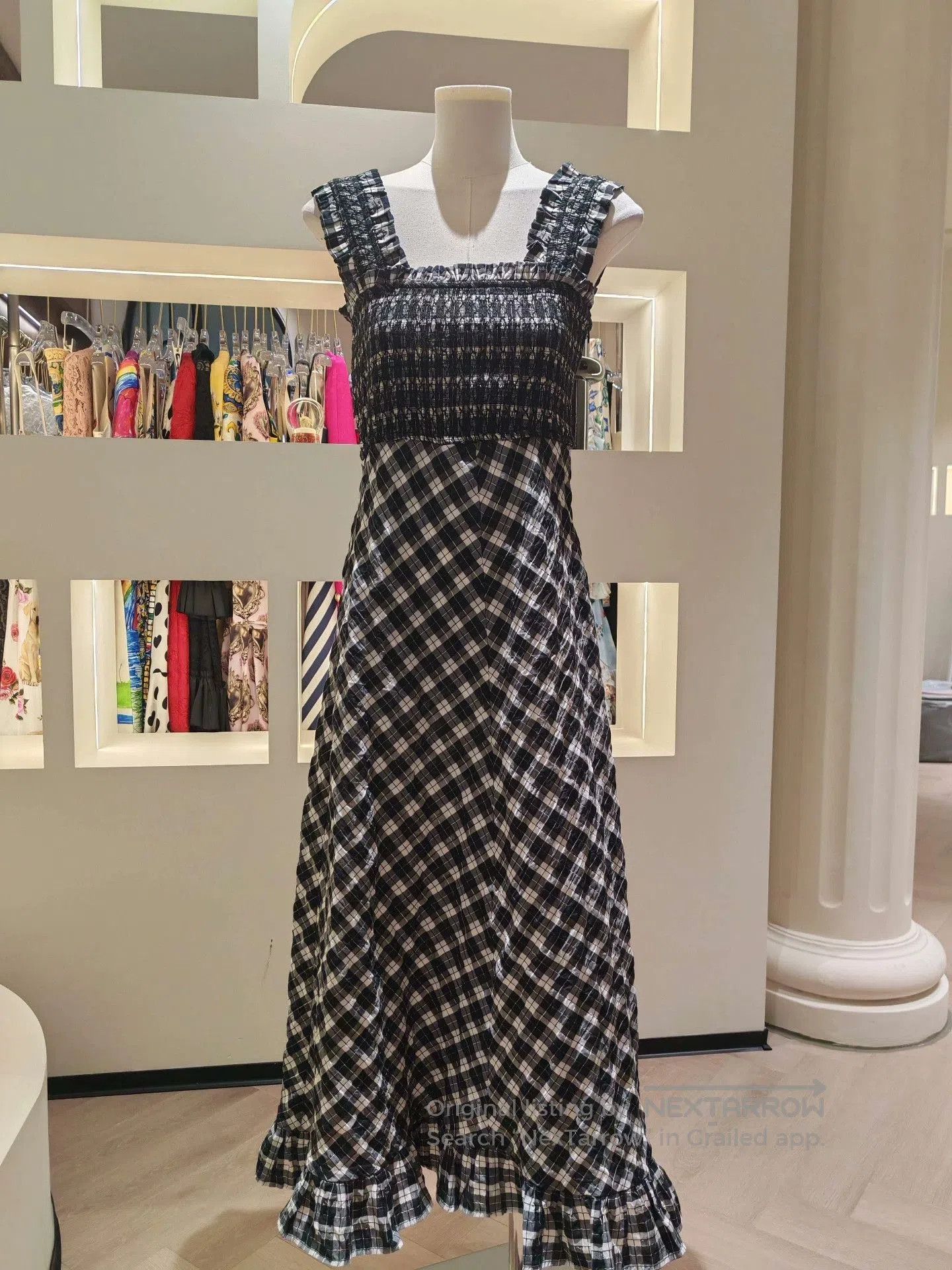 Ganni Ganni Black White Check Slip Dress. Size XXS / US 00 / IT 34 - 1 Thumbnail