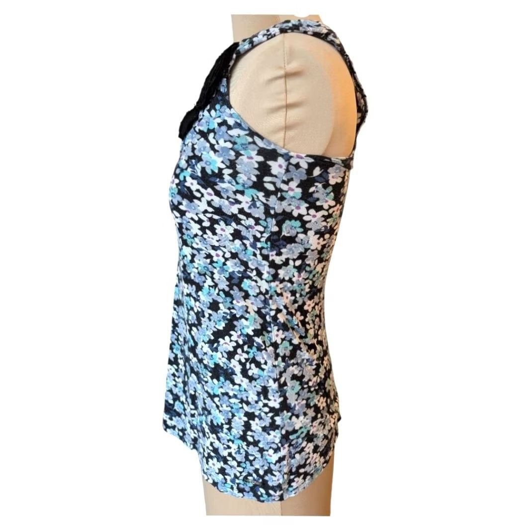 Vintage Candies Floral Tank Top Black Blue Scoop Neck Sleeveless Sz XS Whimsigoth Y2K Size S / US 4 / IT 40 - 5 Thumbnail