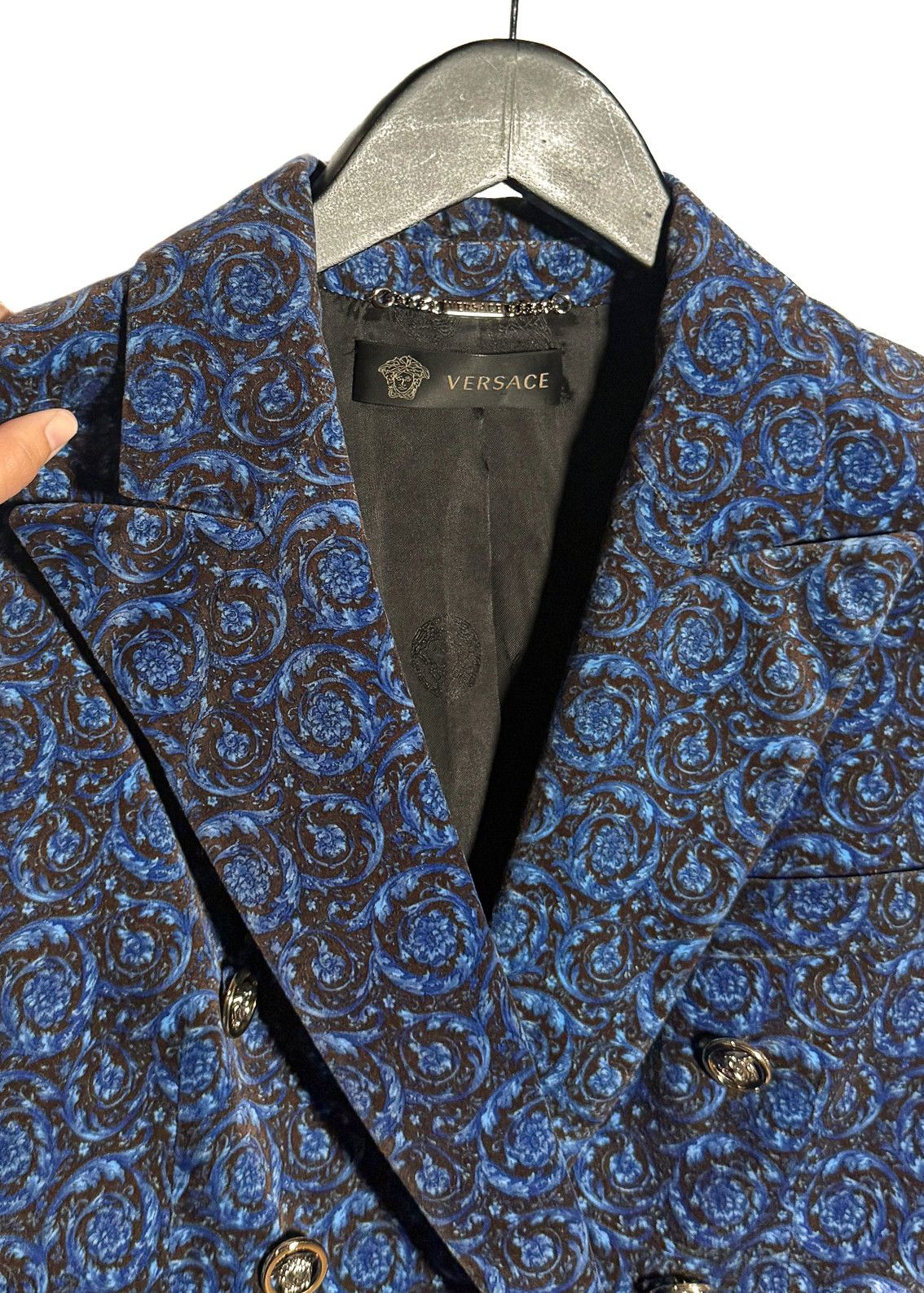 Versace Versace Floral Velvet Double-Breasted Medusa Buttons Blazer Size S / US 4 / IT 40 - 3 Thumbnail