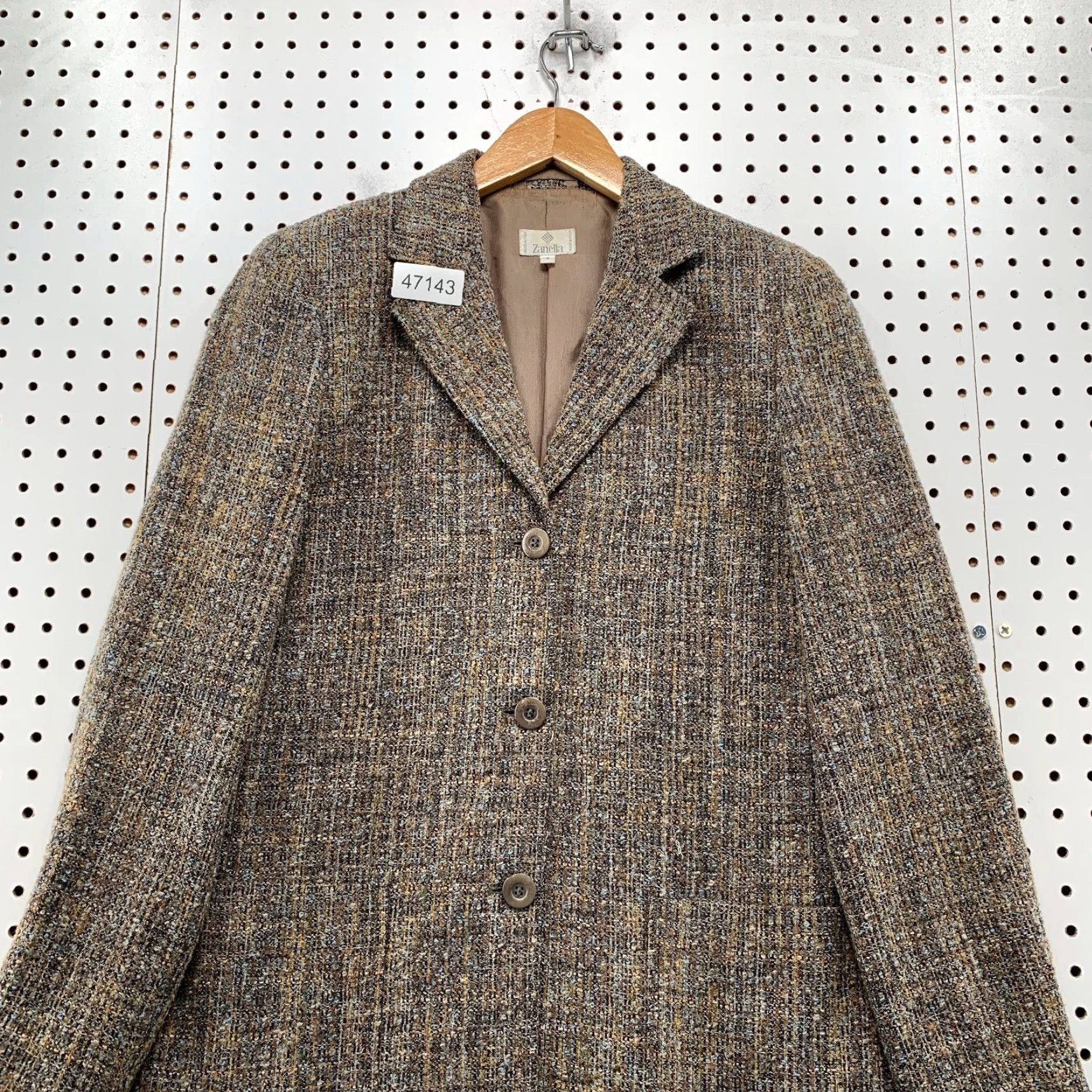 Zanella Zanella Tweed Wool Blazer Womens 4 Brown Three-Button Business Work Italy Jacket Size S / US 4 / IT 40 - 4 Thumbnail