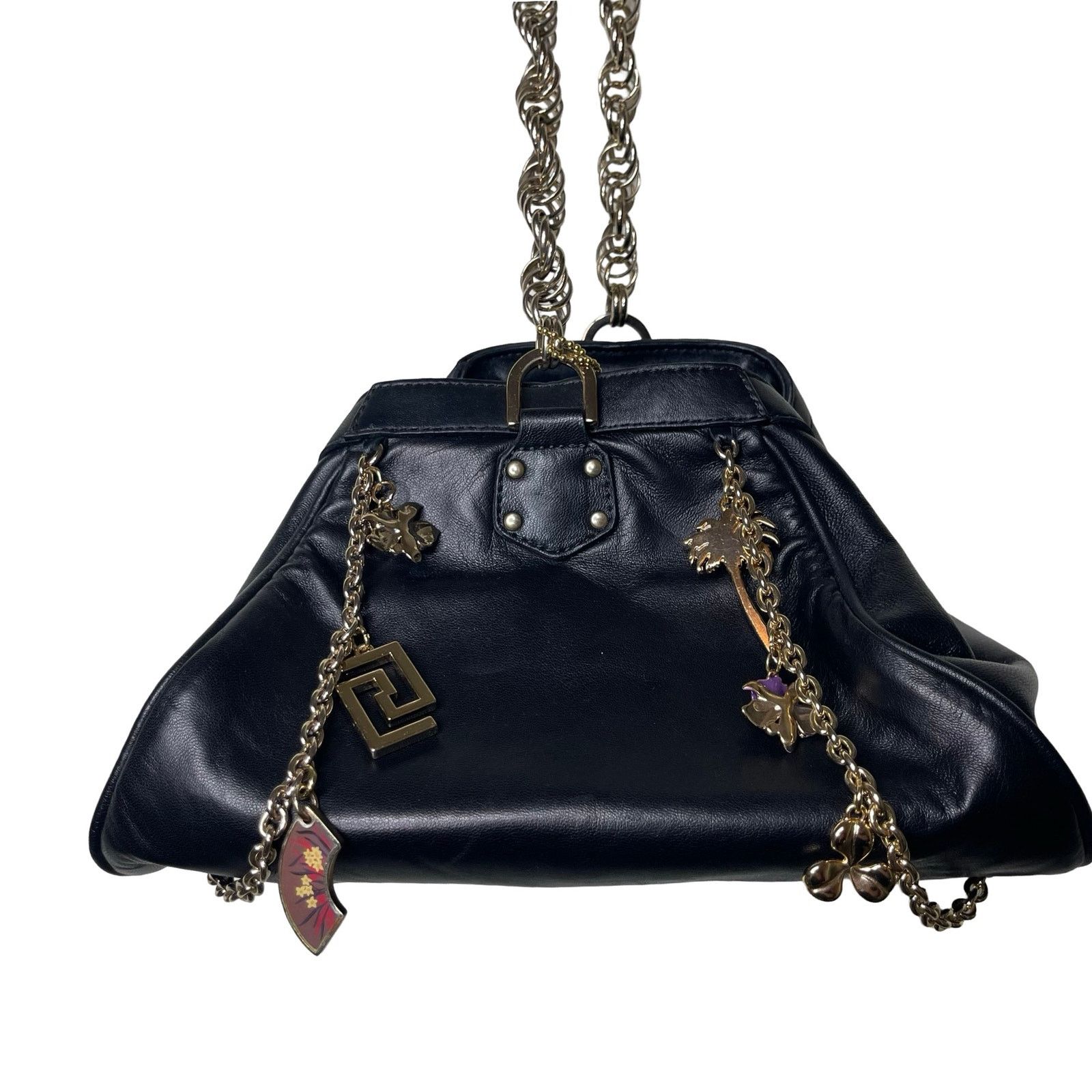 Versace Versace For H&M Black Leather Hobo Bag with Charms Size ONE SIZE - 3 Thumbnail