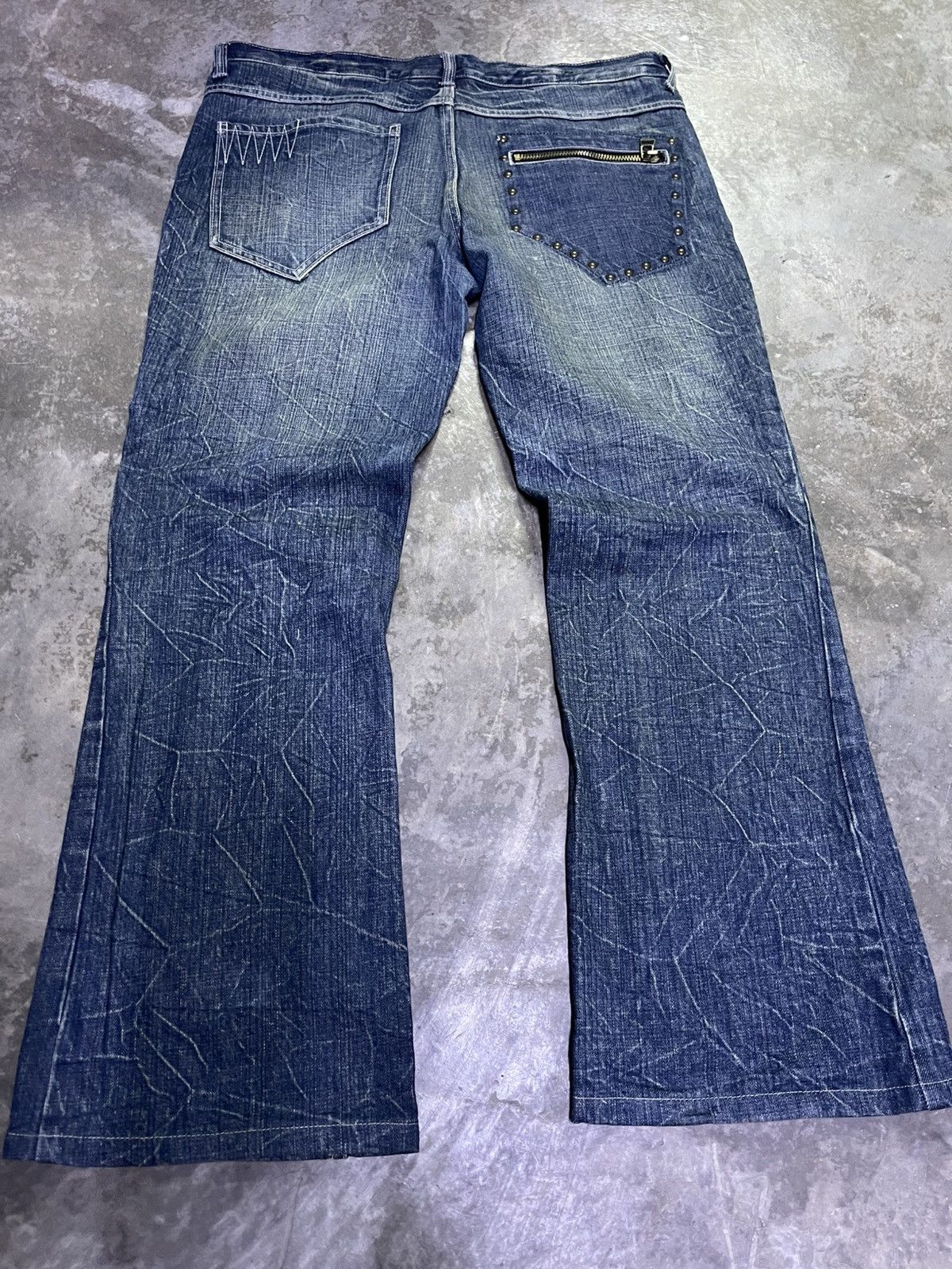 If Six Was Nine × Japanese Brand × Vintage Flare Jeans Japan Lightning Wash Scream Bootcut Jeans Size US 36 / EU 52 - 2 Thumbnail