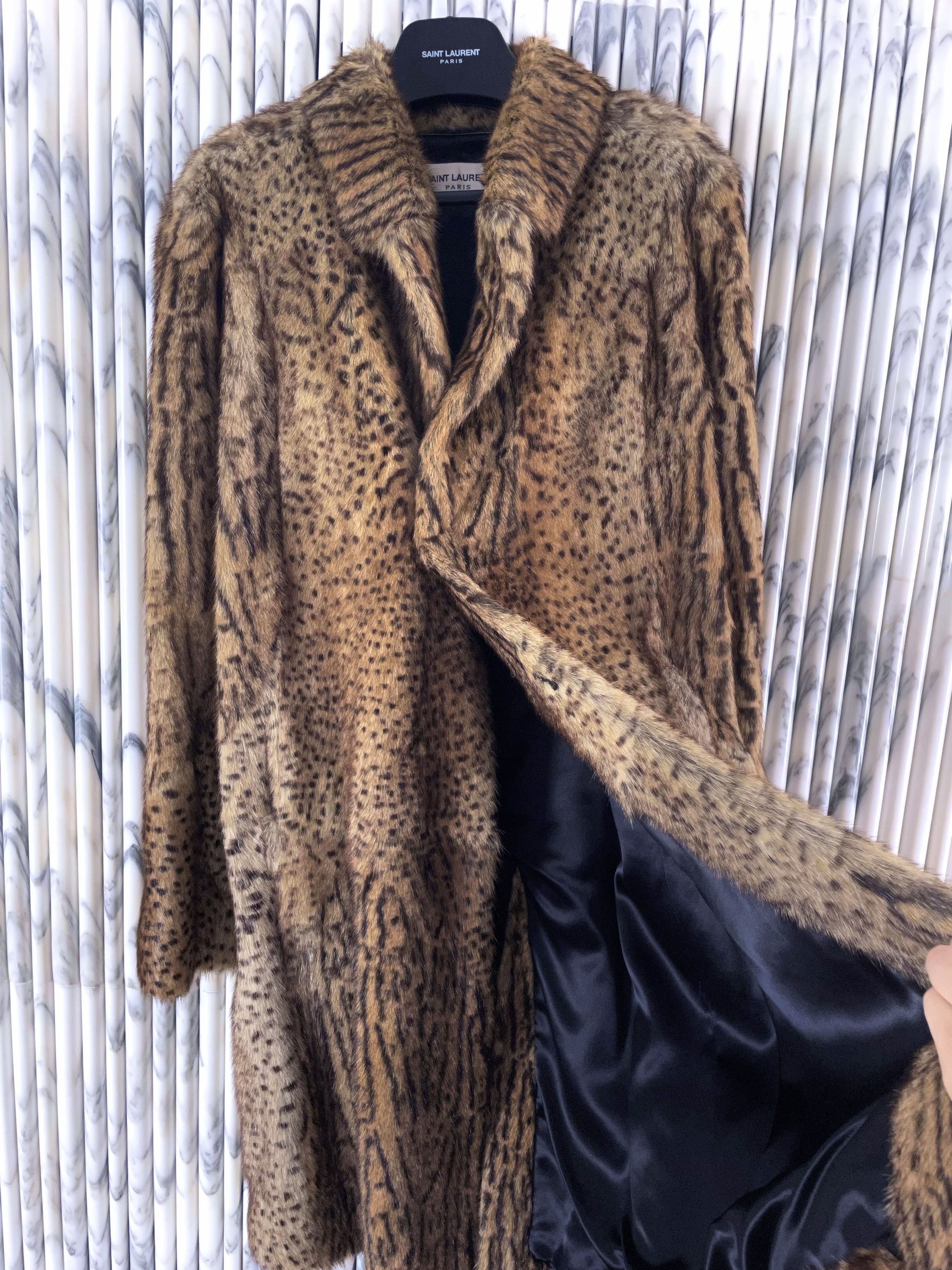 Hedi Slimane × Saint Laurent Paris *HOLY GRAIL* BABYCAT LEOPARD OCELOT MARMOT MINK FUR COAT Size US M / EU 48-50 / 2 - 7 Thumbnail