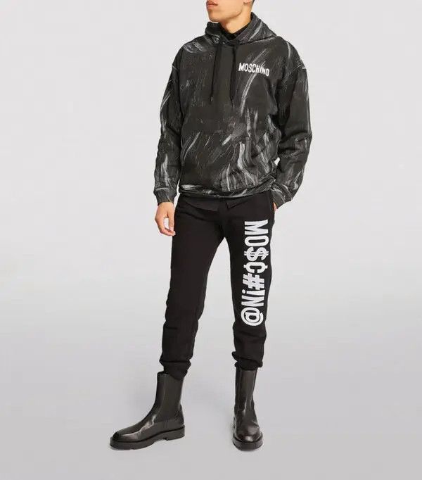 Moschino o1y0225 Logo Hoodie in Black/White Size US S / EU 44-46 / 1 - 6 Thumbnail