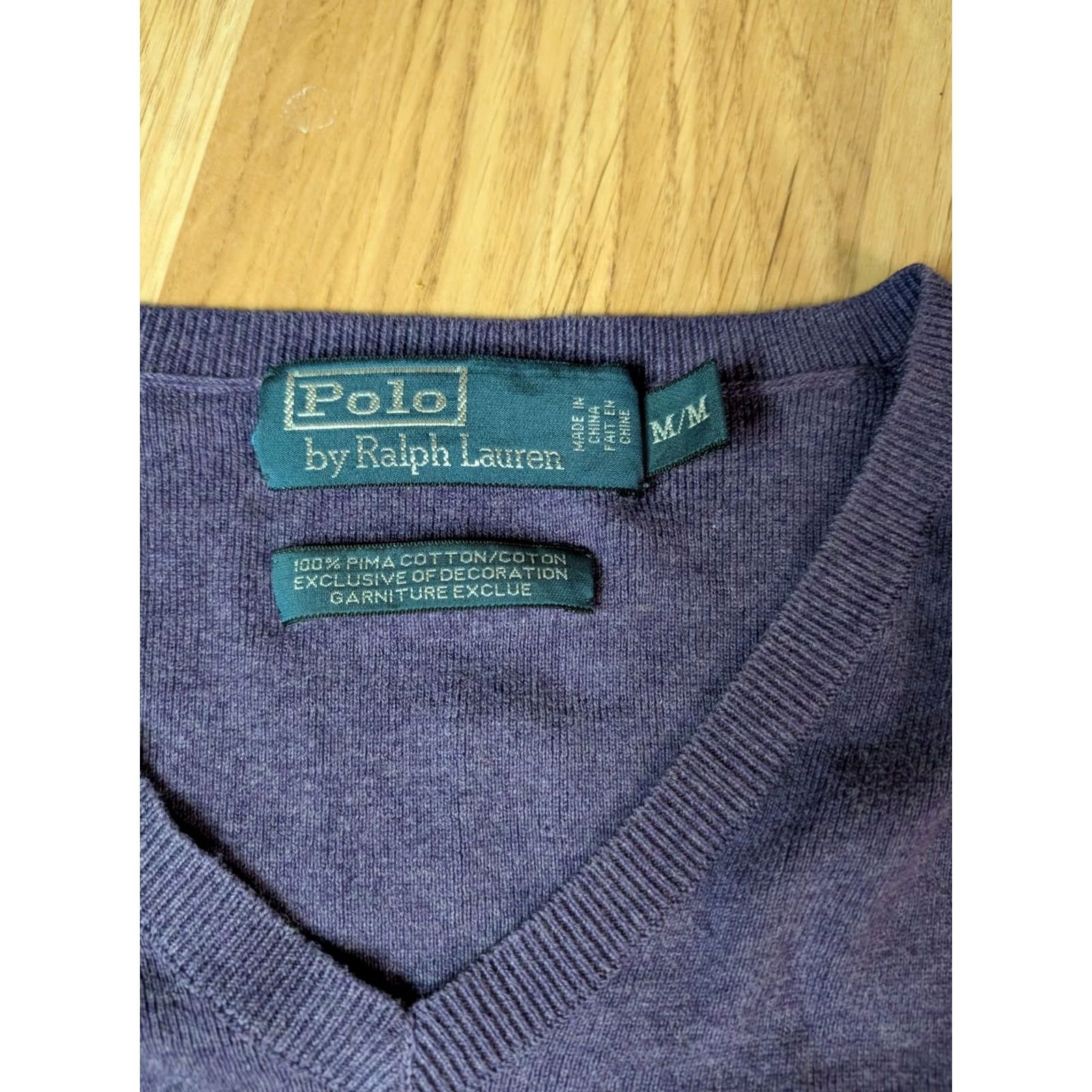 Polo Ralph Lauren VINTAGE Polo Ralph Lauren Purple Sweater Size M V Neck Pullover Pima Cotton GUC Size US M / EU 48-50 / 2 - 2 Thumbnail