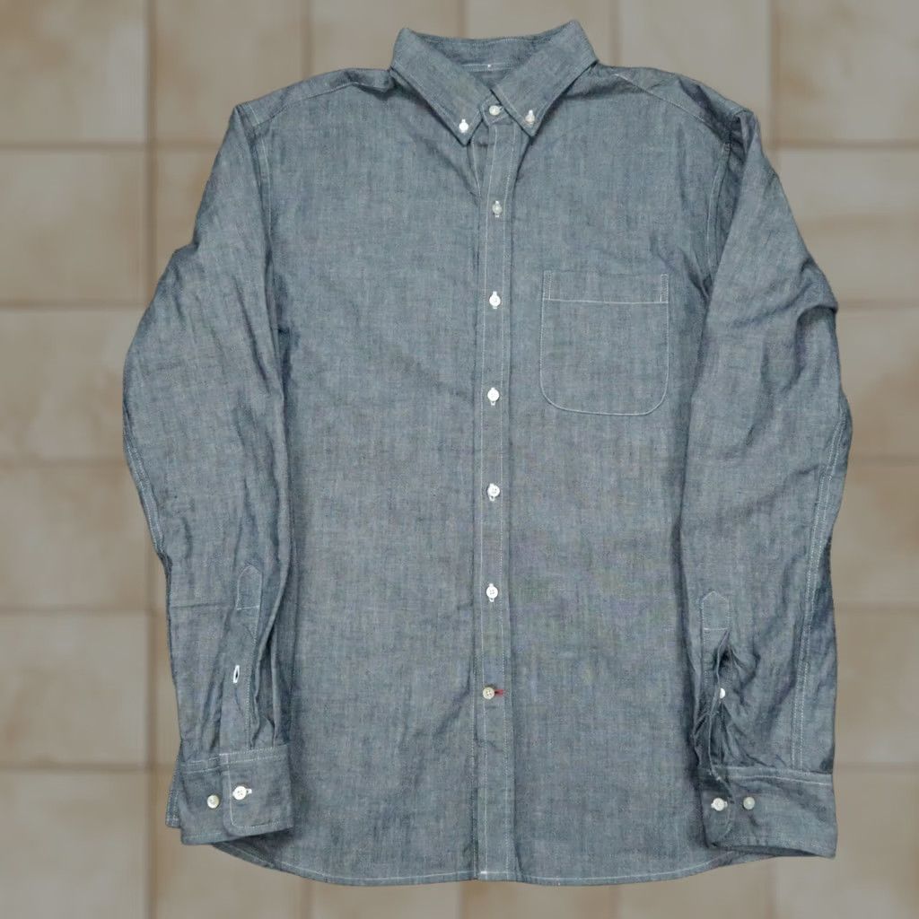 Gustin Gustin Shirt Mens XL Blue Long Sleeve Chambray Button Down Workwear Size US XL / EU 56 / 4 - 1 Thumbnail