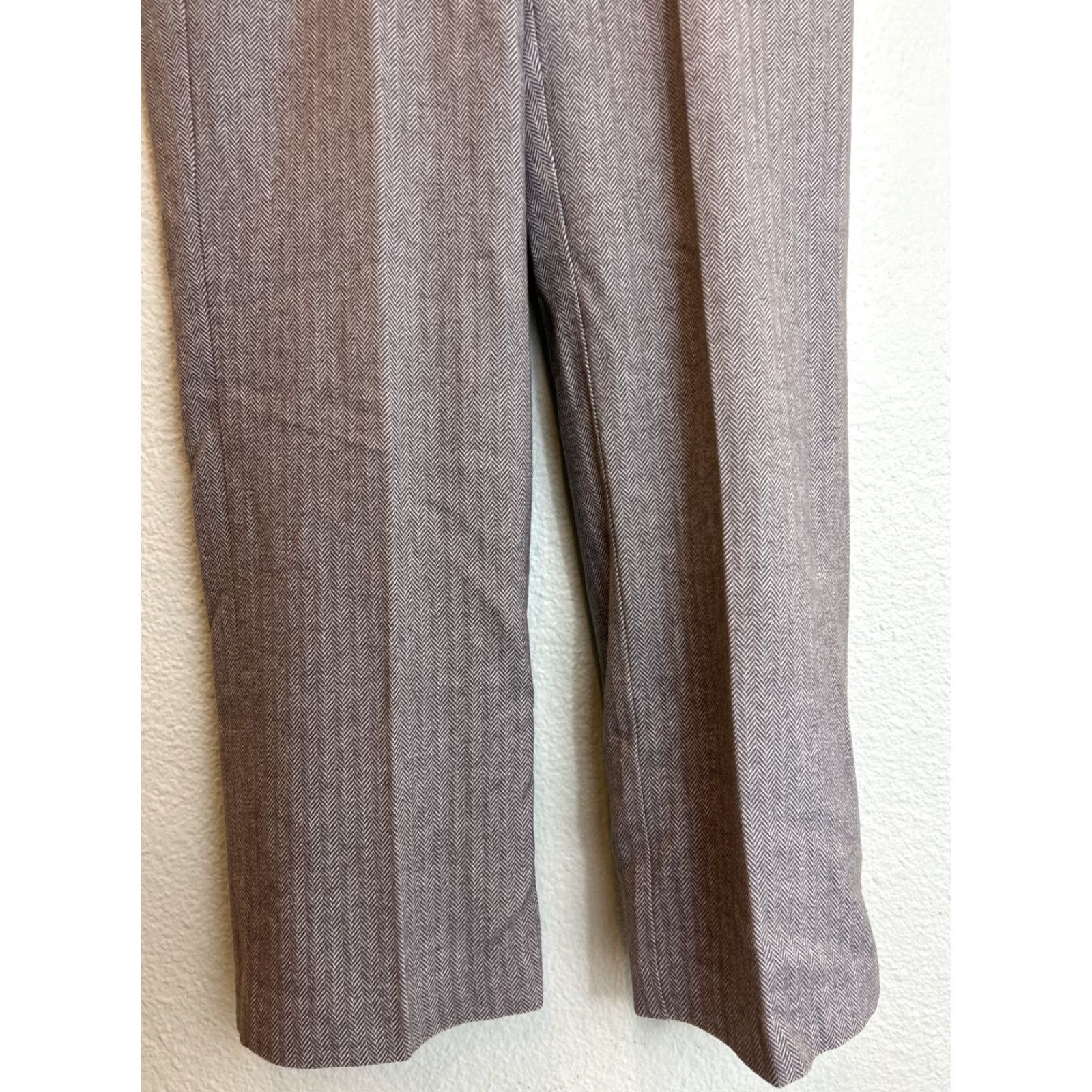 Vintage LL Bean Womens Pants Dress Pants Herringbone Gray White Polyester Size 4 Petite Womens Size 27" / US 4 / IT 40 - 2 Thumbnail