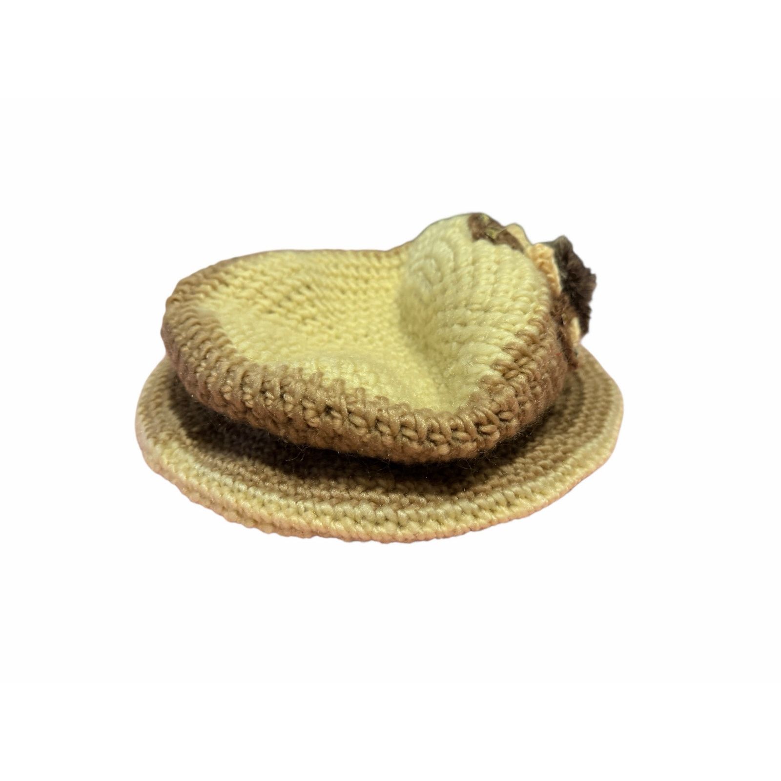 Other Women's Brown Cream Crocheted Flower Embellish Circle Hat Size ONE SIZE - 4 Thumbnail