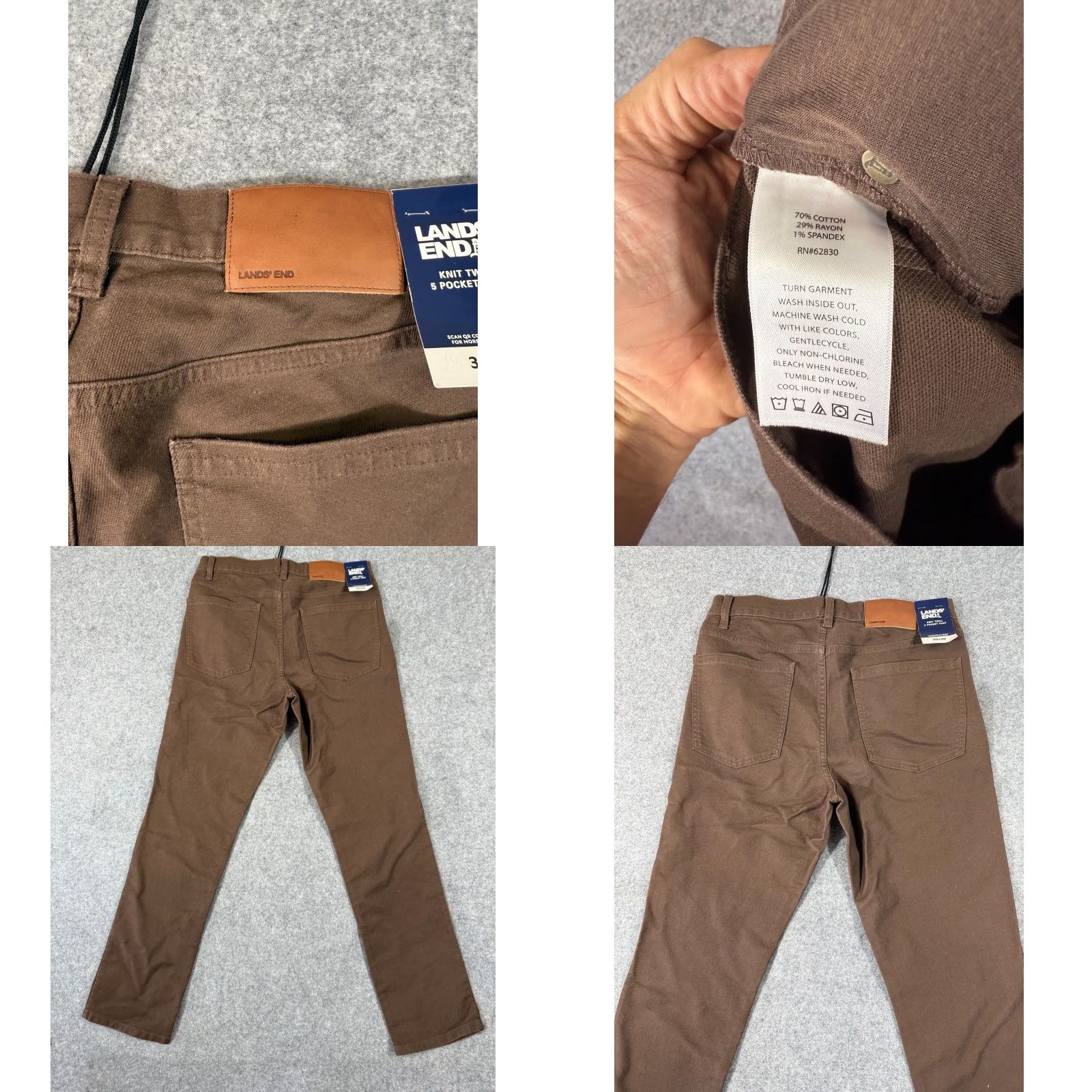 Lands' End Lands' End Knit Twill 5 Pocket Chino Pants Mens 30X30 Brown Stretch Straight NWT Size US 30 / EU 46 - 8 Thumbnail
