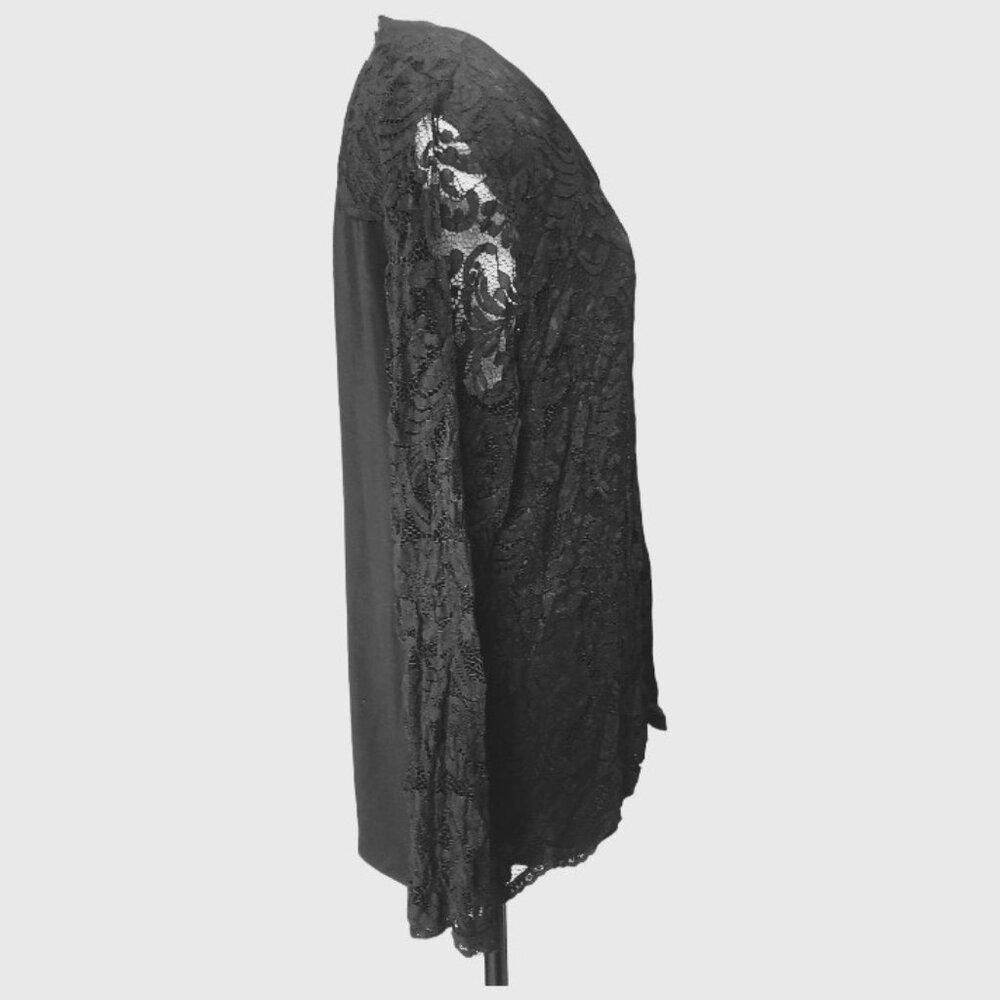 Chicos CT1528 Chico's Black Lace Front Long Sleeve Top XL Size XL / US 12-14 / IT 48-50 - 4 Thumbnail