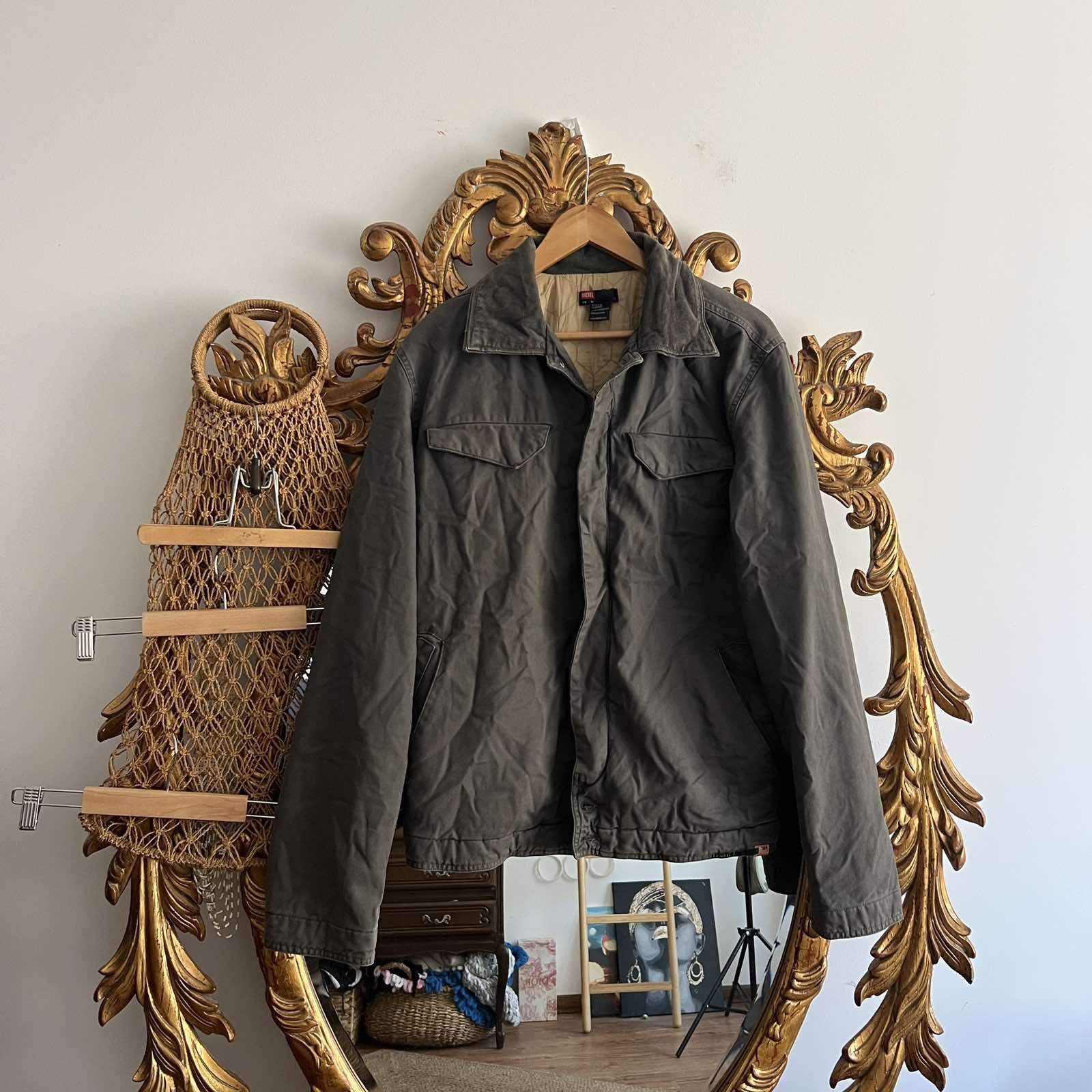 Designer × Diesel × Vintage Vintage Diesel Industry Leather Collar Denim Faded Jacket Size US XL / EU 56 / 4 - 1 Thumbnail