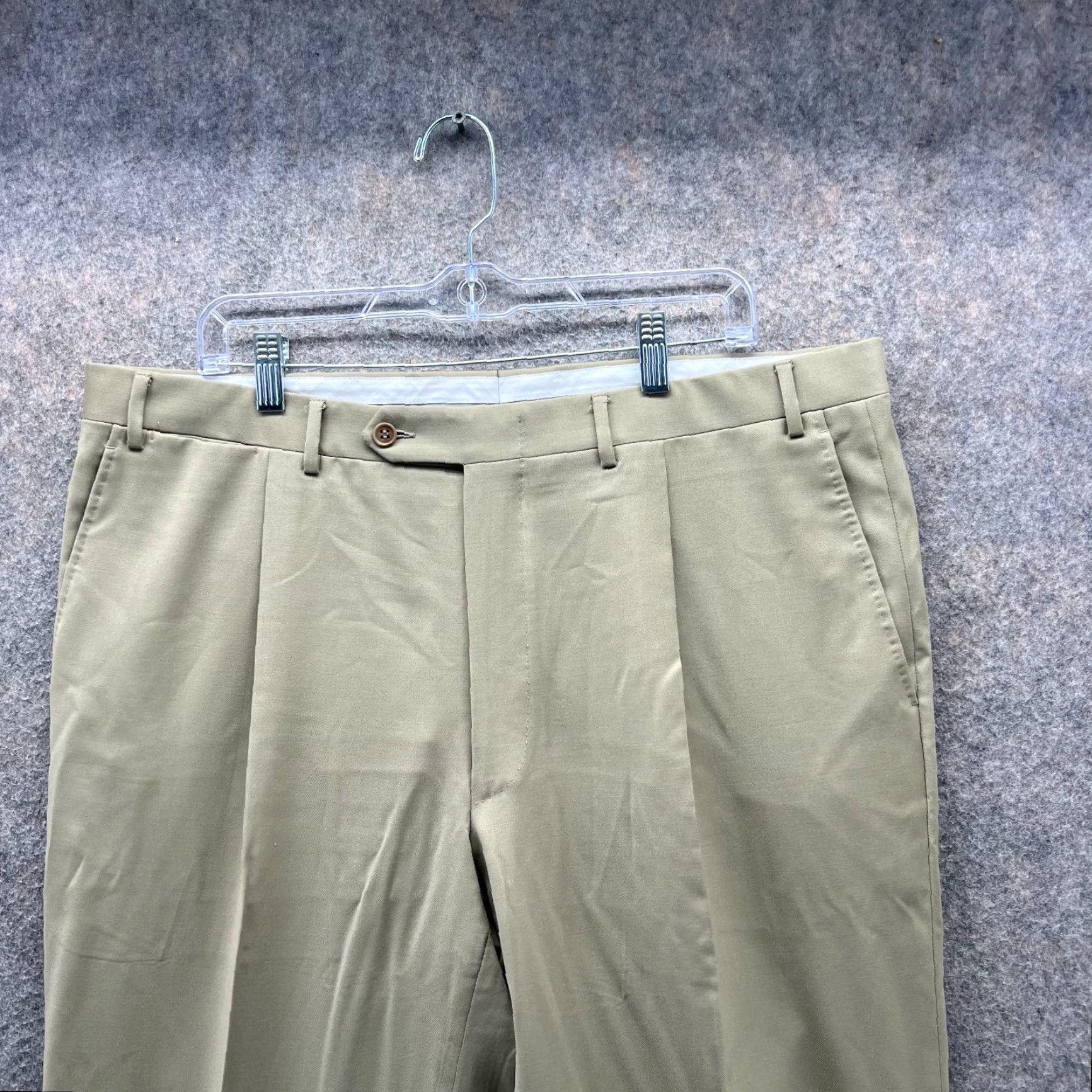 Canali Canali Dress Pants Mens 38 Khaki Wool Pleated Tuxedo Style Preppy Dress Pants Slacks Regular Inseam 30 Black Pattern Solid Vintage No Size 38R - 2 Thumbnail