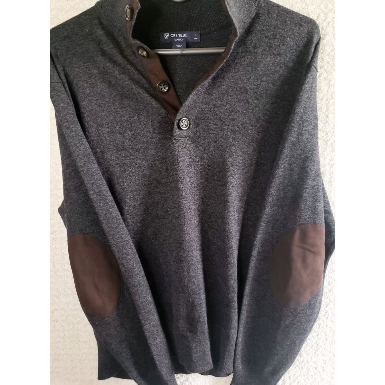 Cremieux Daniel Cremieux Men M Gray Mock Neck 1/4 Button Sweater Shirt Pullover Knit Long Sleeve Button Neckline Cable Size US M / EU 48-50 / 2 - 5 Thumbnail