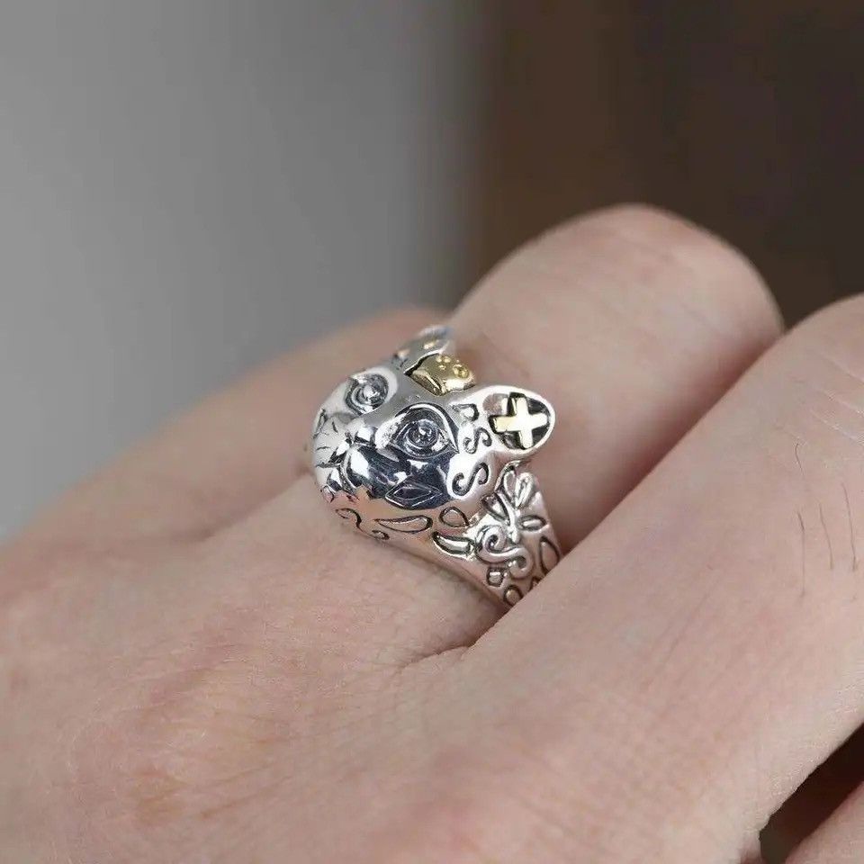 Jewelry Vintage Retro Style Cat's head adjustable ring Size ONE SIZE - 2 Thumbnail