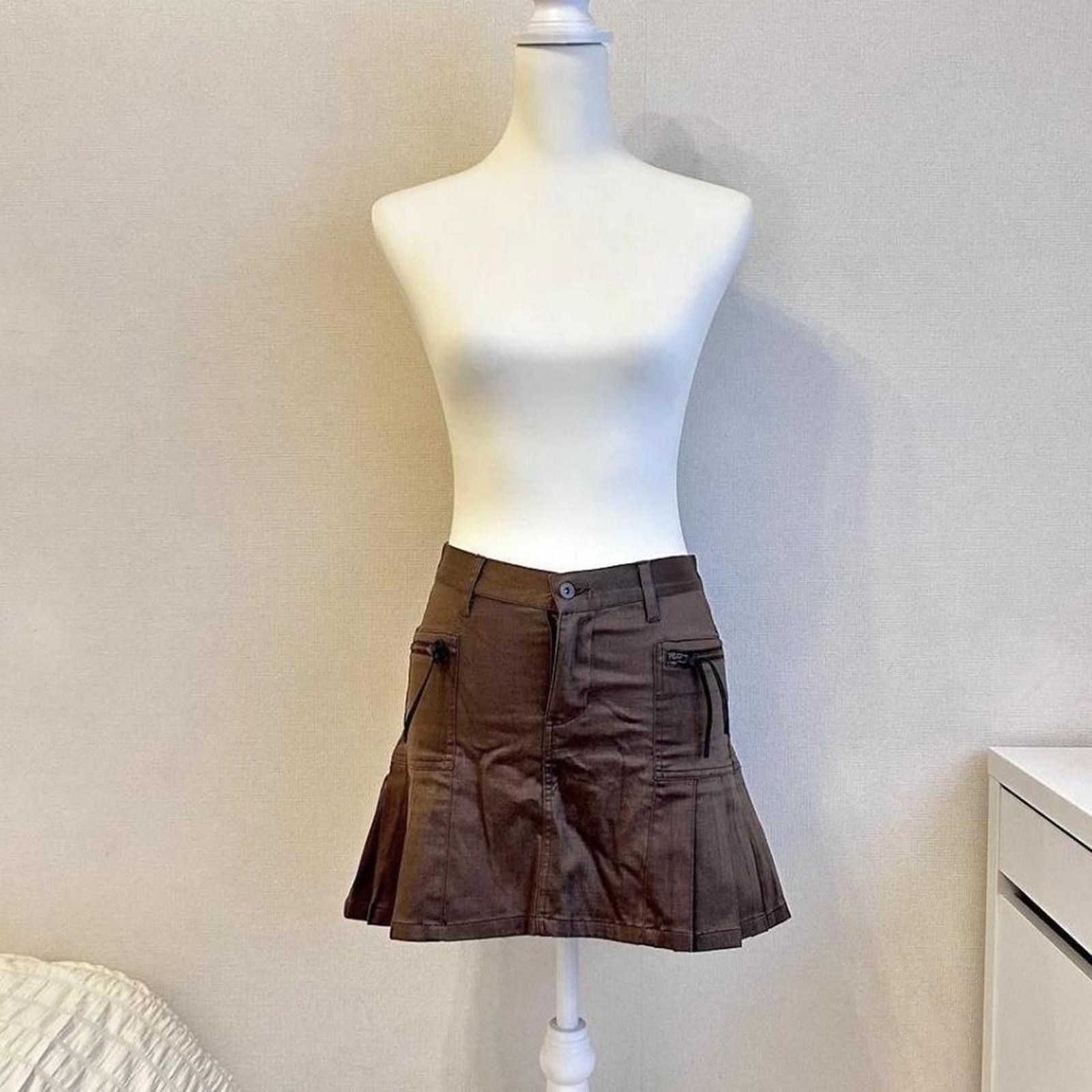 Other Whimsy goth style brown pleats 2000s style mini skirt Size 26" / US 2 / IT 38 - 2 Thumbnail