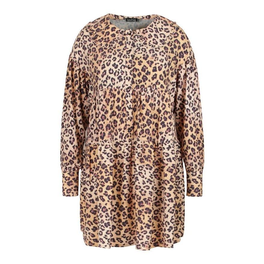 Nordstrom Boohoo | PLUS LEOPARD PRINT COLLAR SMOCK DRESS | 14 NWT Size XL / US 12-14 / IT 48-50 - 9 Thumbnail