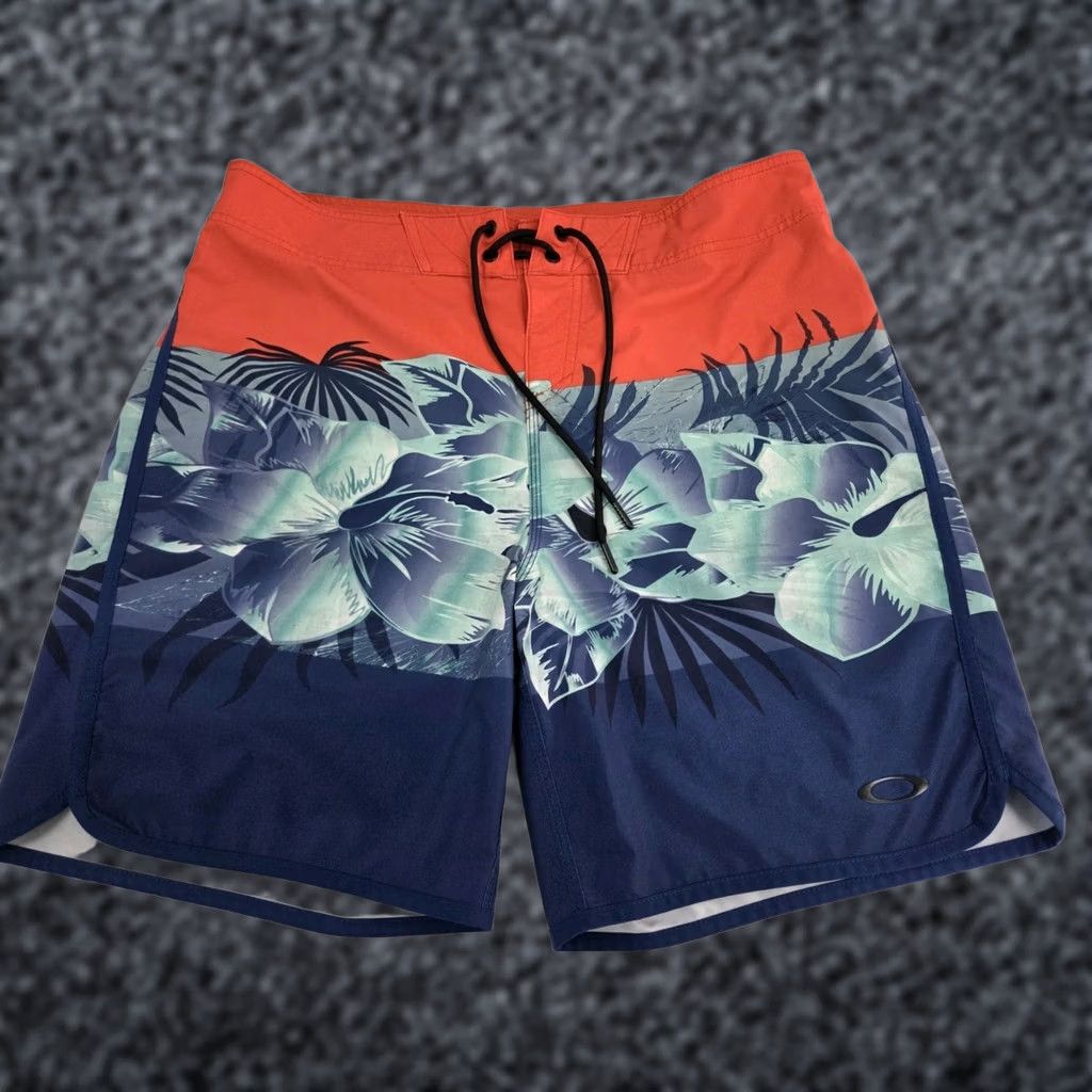 Oakley Oakley Mens Performance Fit Floral Boardshorts Drawstring Back Pocket Zip 33 Multicolor Beach Mens Size ONE SIZE - 1 Thumbnail