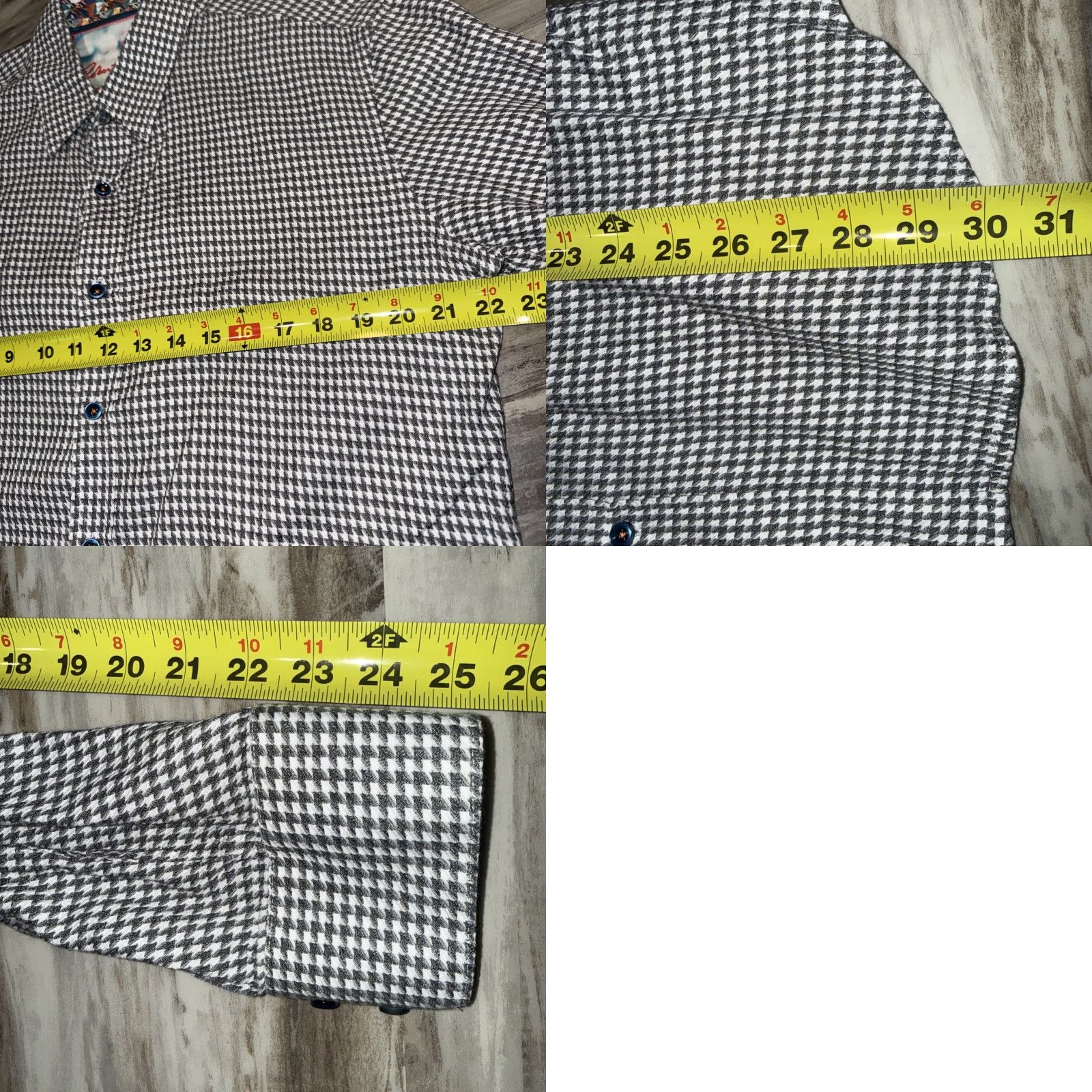 Robert Graham Robert Graham Men L Gray White Houndstooth Embroidered Button-Up Shirt Long Sleeve Size US L / EU 52-54 / 3 - 9 Thumbnail