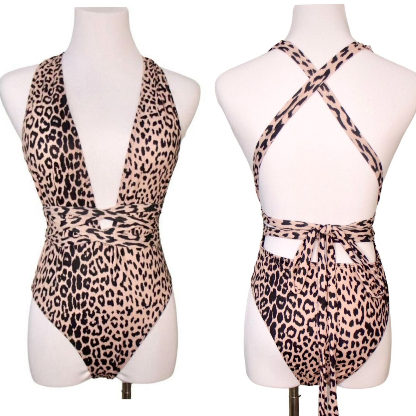 Shein Shein Cheetah Print Deep Plunge 1pc Swimsuit SMALL Baddie Size S / US 4 / IT 40 - 4 Thumbnail
