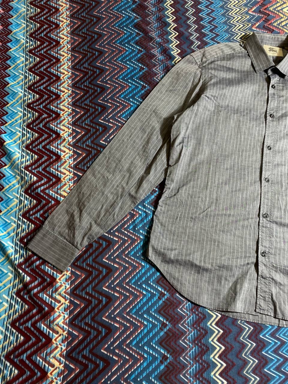 Burberry Vintage Y2K striped shirt Burberry gray Luxury streetwear Size US M / EU 48-50 / 2 - 9 Thumbnail