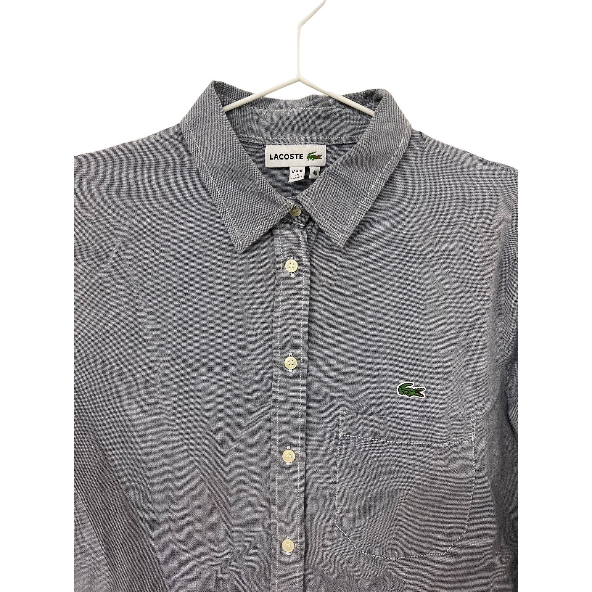 Lacoste Lacoste Grey Button-Up Shirt Size L / US 10 / IT 46 - 2 Thumbnail