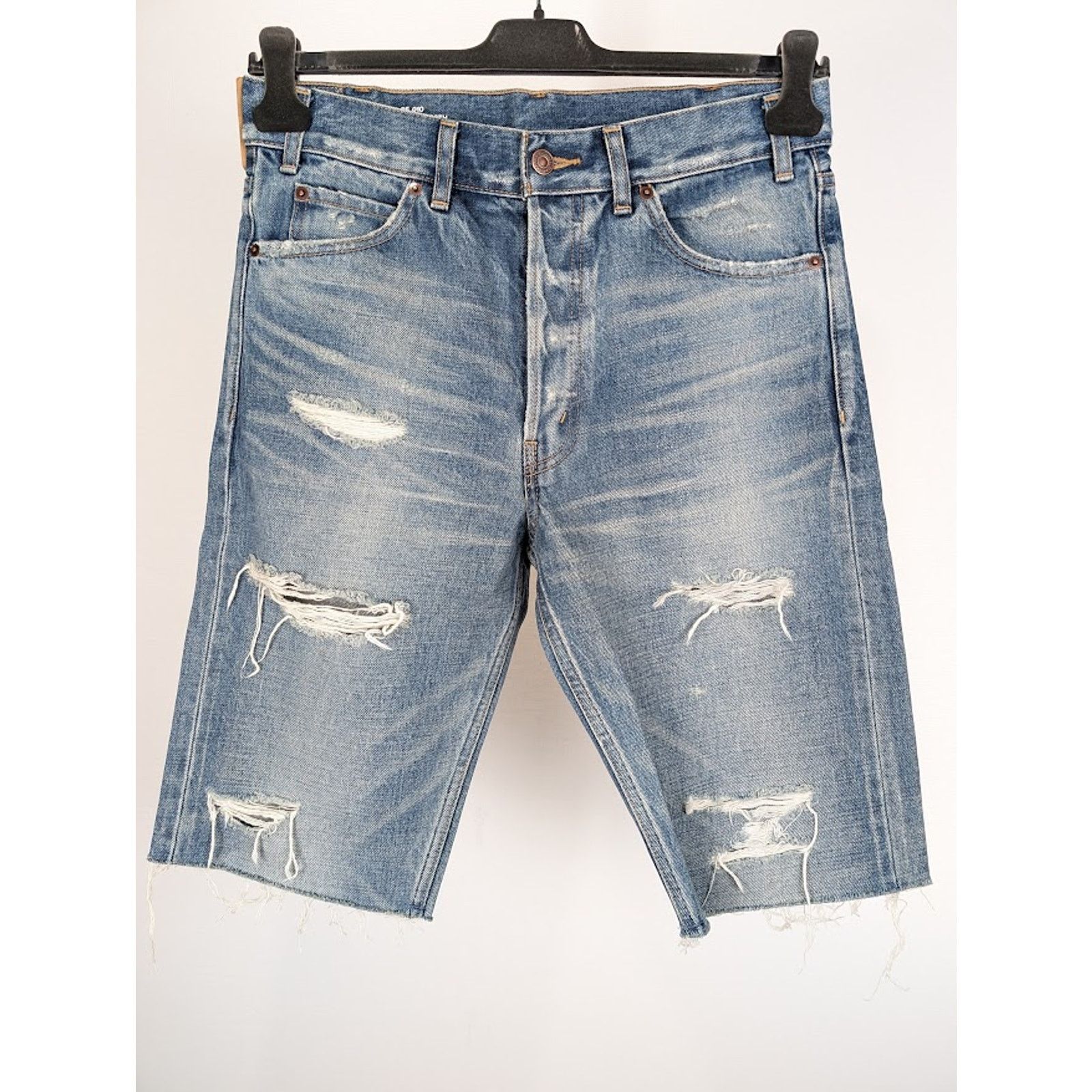 Celine o1rshd1 Denim Short Kurt Destroy in Rigid Indigo Size US 31 - 2 Thumbnail