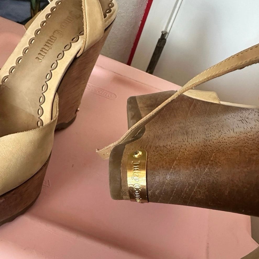Juicy Couture juicy couture platform wedge heels open toed sandal shoes Size US 8.5 / IT 38.5 - 5 Thumbnail