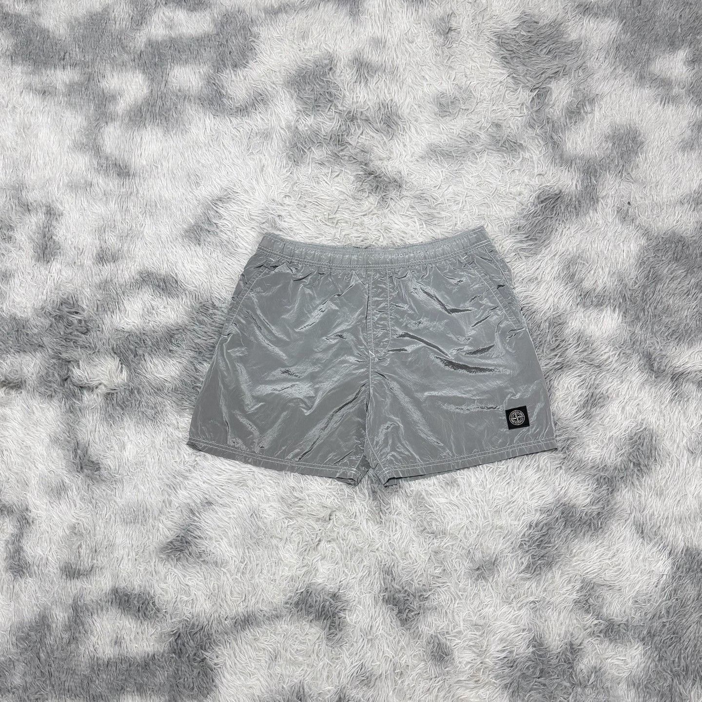 Stone Island Stone Island Square Logo Metallic Nylon Shorts Size US 31 - 1 Thumbnail