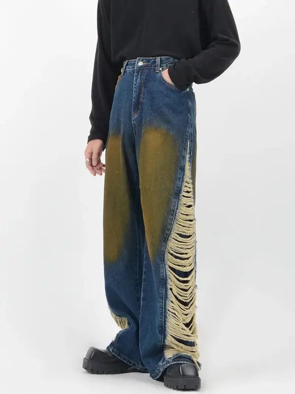 Ripped Stacked Baggy Jeans Denim