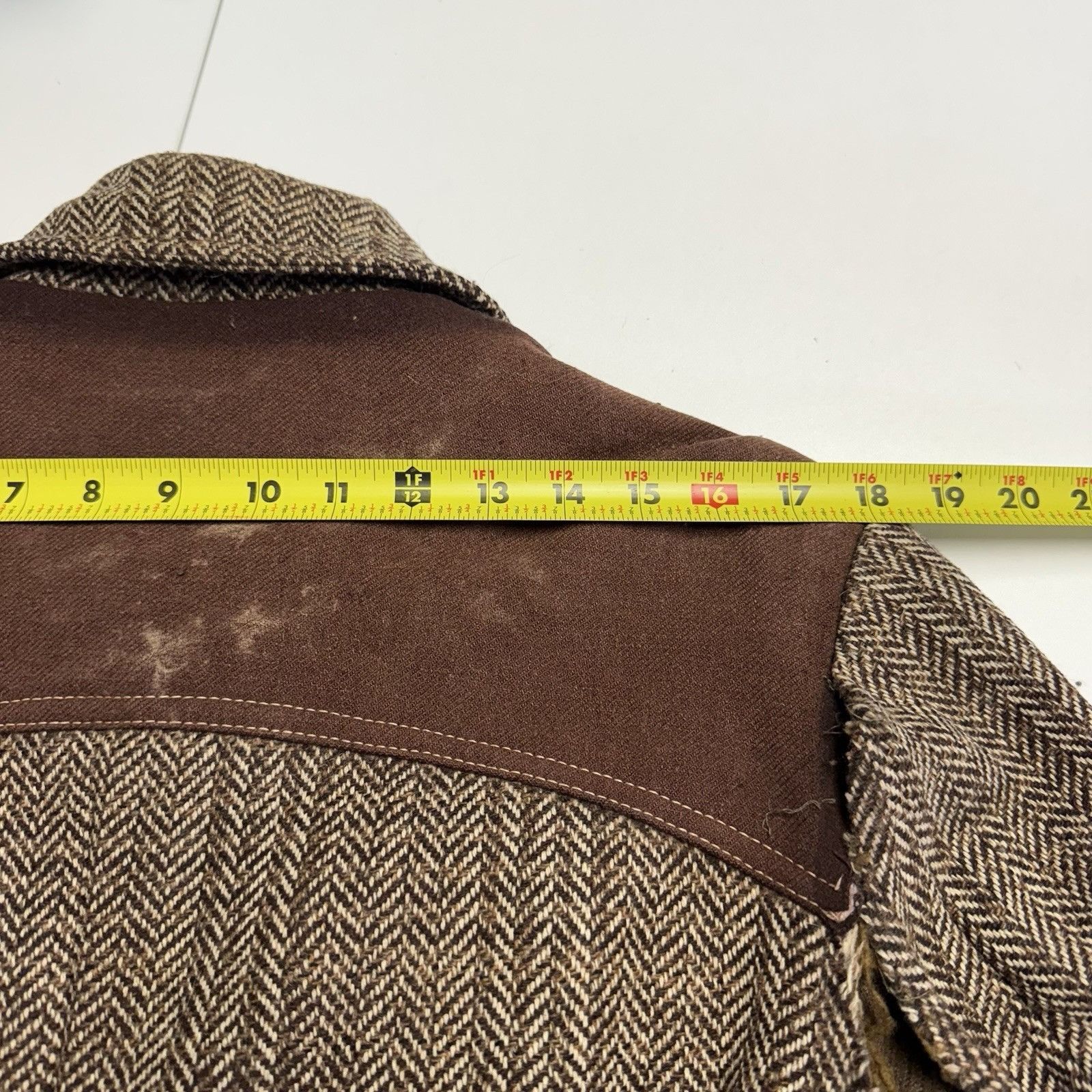 Vintage VTG 70s Pioneer Jacket Western Boho Cowboy Herringbone Wool Size US L / EU 52-54 / 3 - 14 Thumbnail